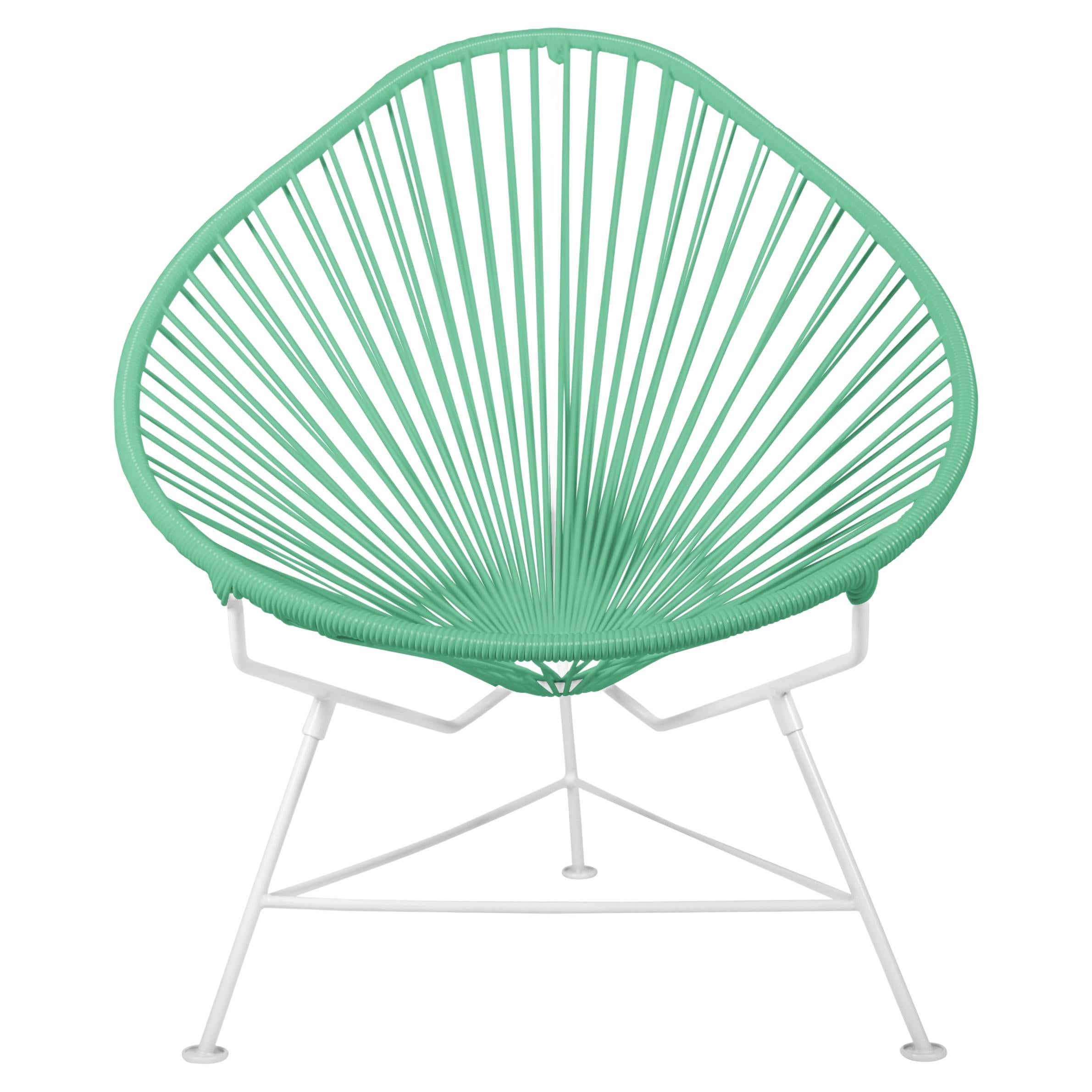 Innit Designs Acapulco Chair Mint Weave on White Frame For Sale
