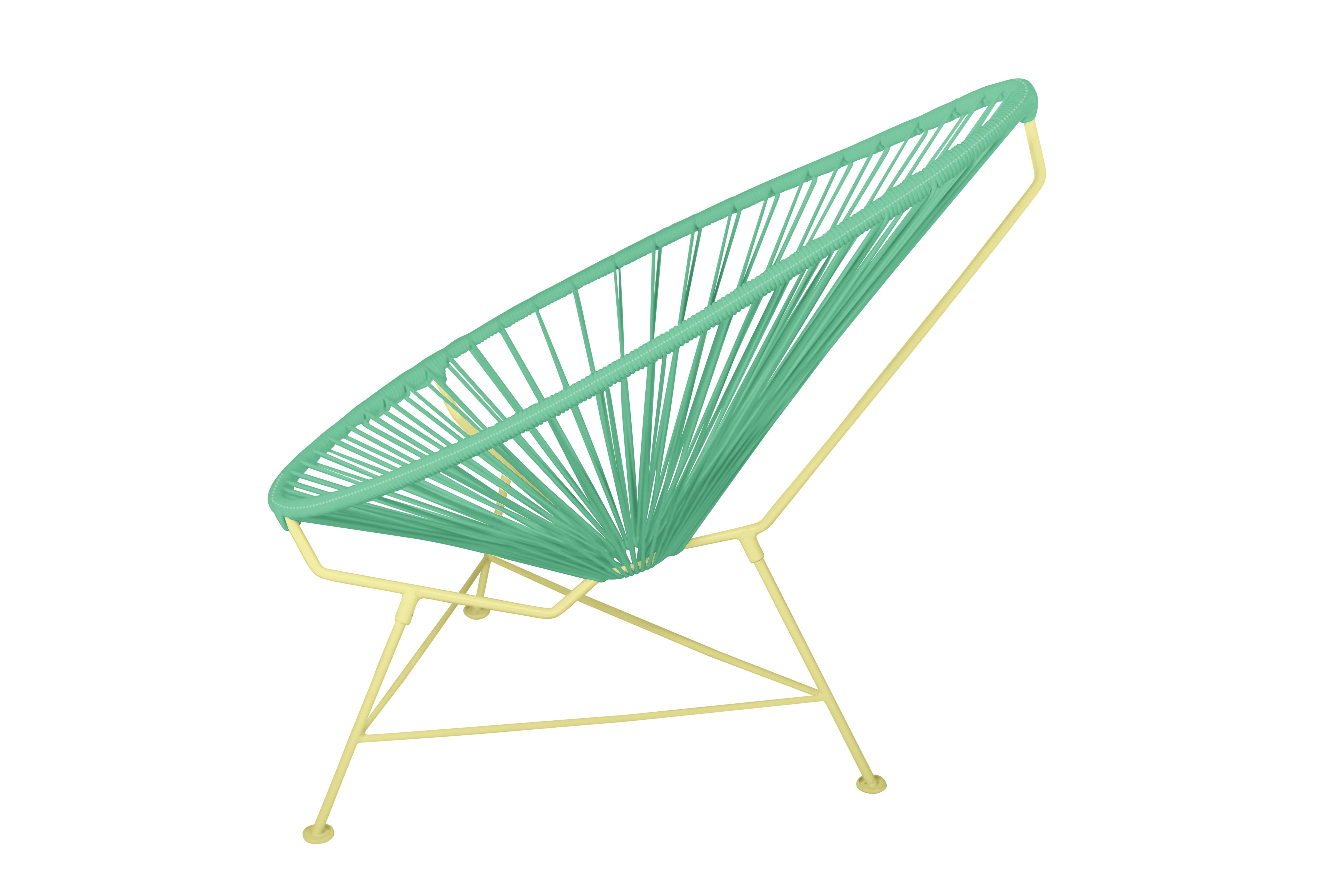 Modern Innit Designs Acapulco Chair Mint Weave on Yellow Frame For Sale
