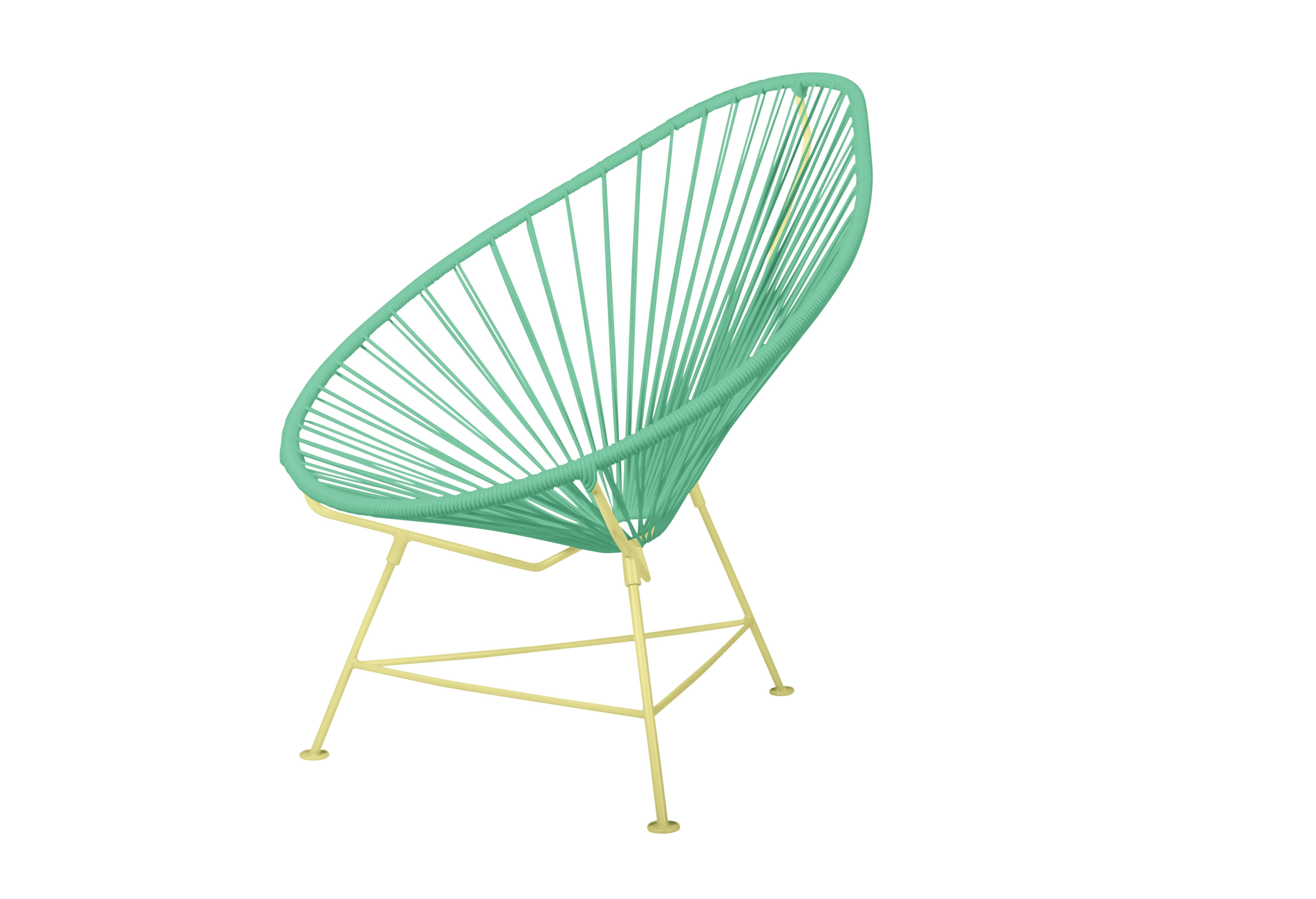 Canadian Innit Designs Acapulco Chair Mint Weave on Yellow Frame For Sale