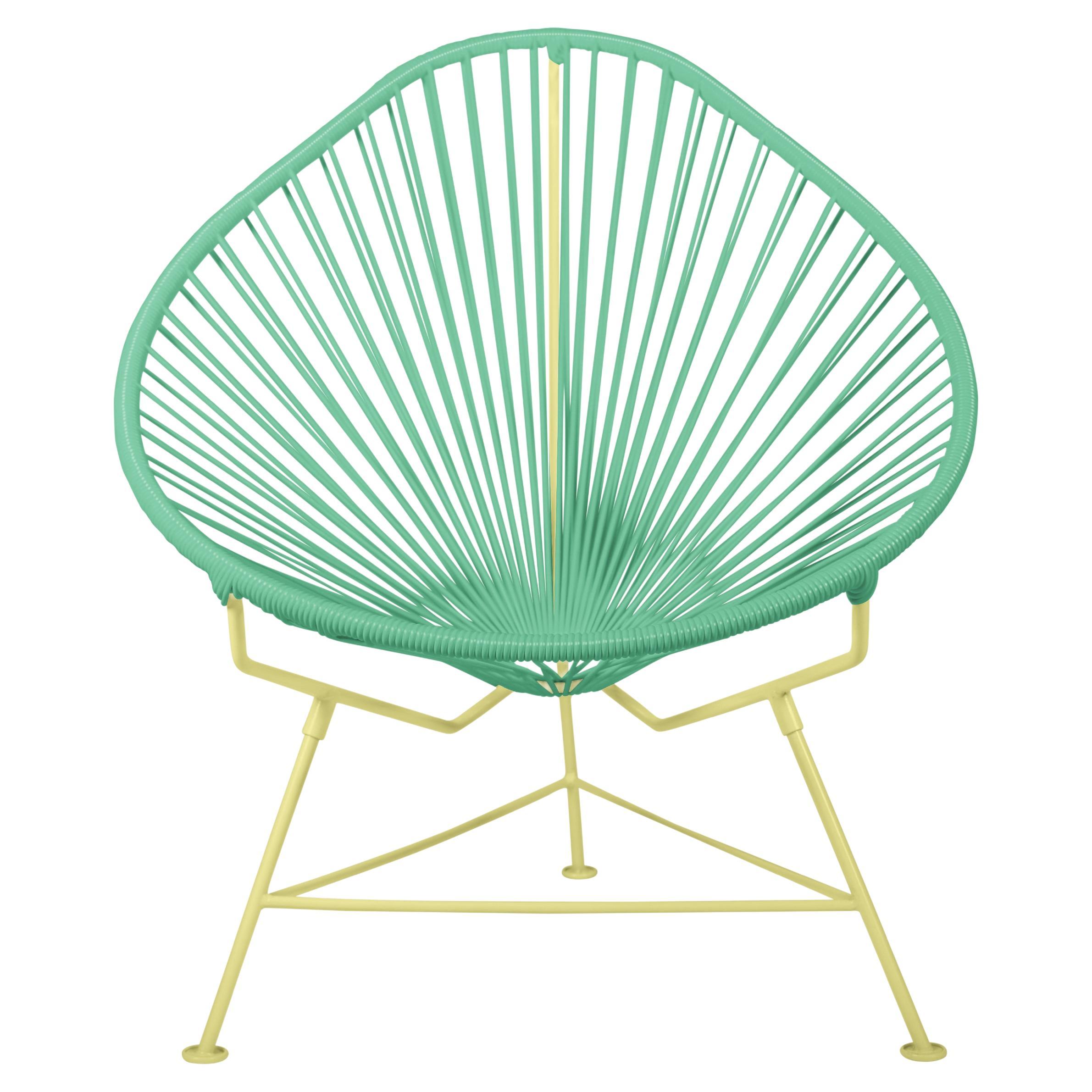 Innit Designs Acapulco Chair Mint Weave on Yellow Frame For Sale