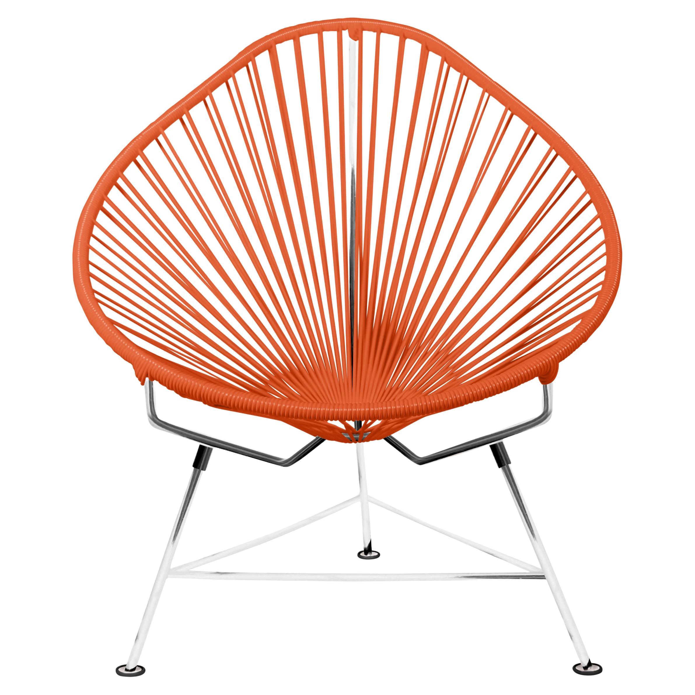 Innit Designs Acapulco Chair Orange Weave on Chrome Frame For Sale