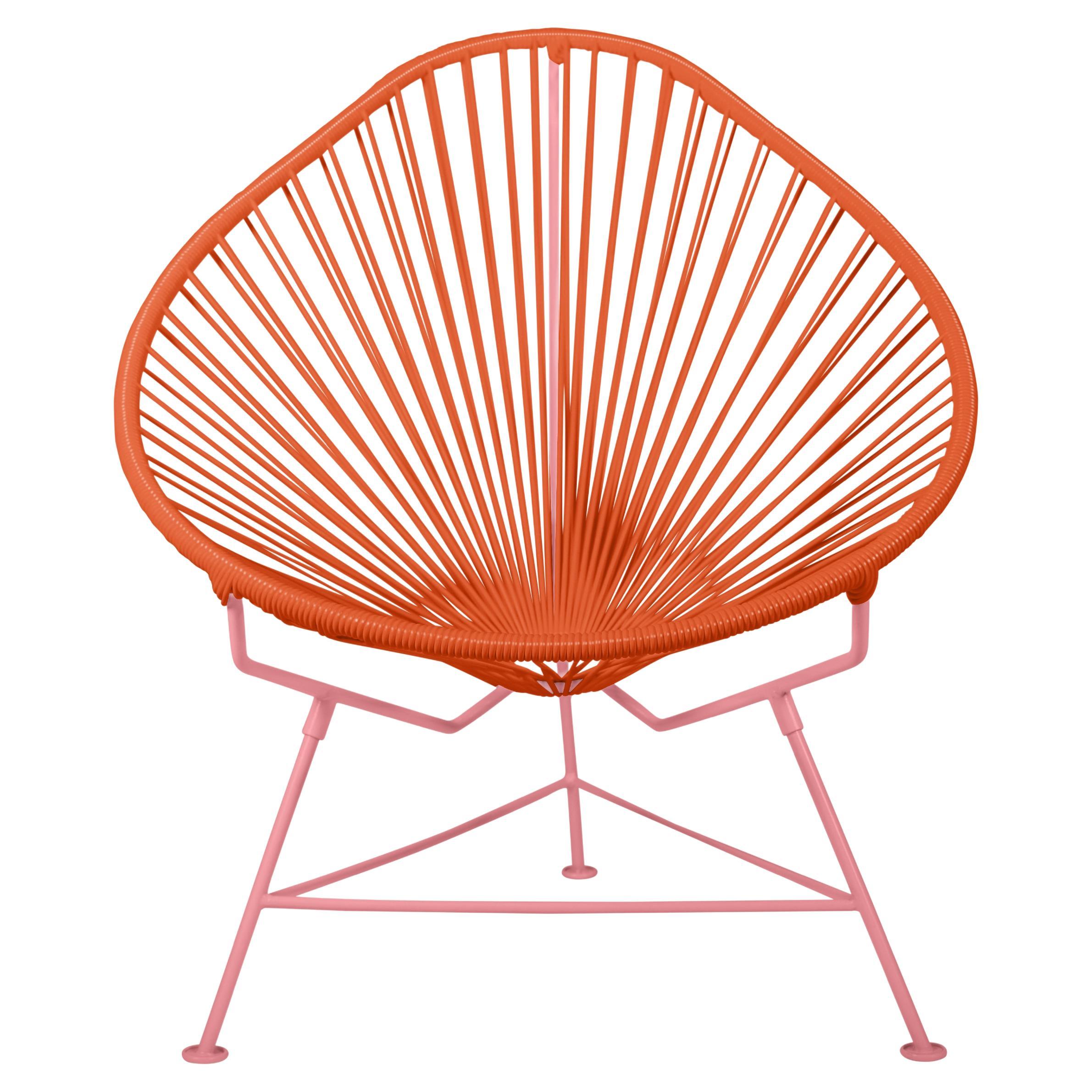 Innit Designs Acapulco Chair Orange Weave on Coral Frame For Sale