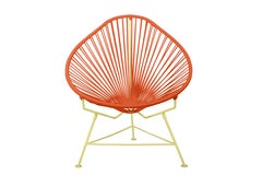 Innit Designs - Chaise Acapulco - Tissage orange sur cadre jaune