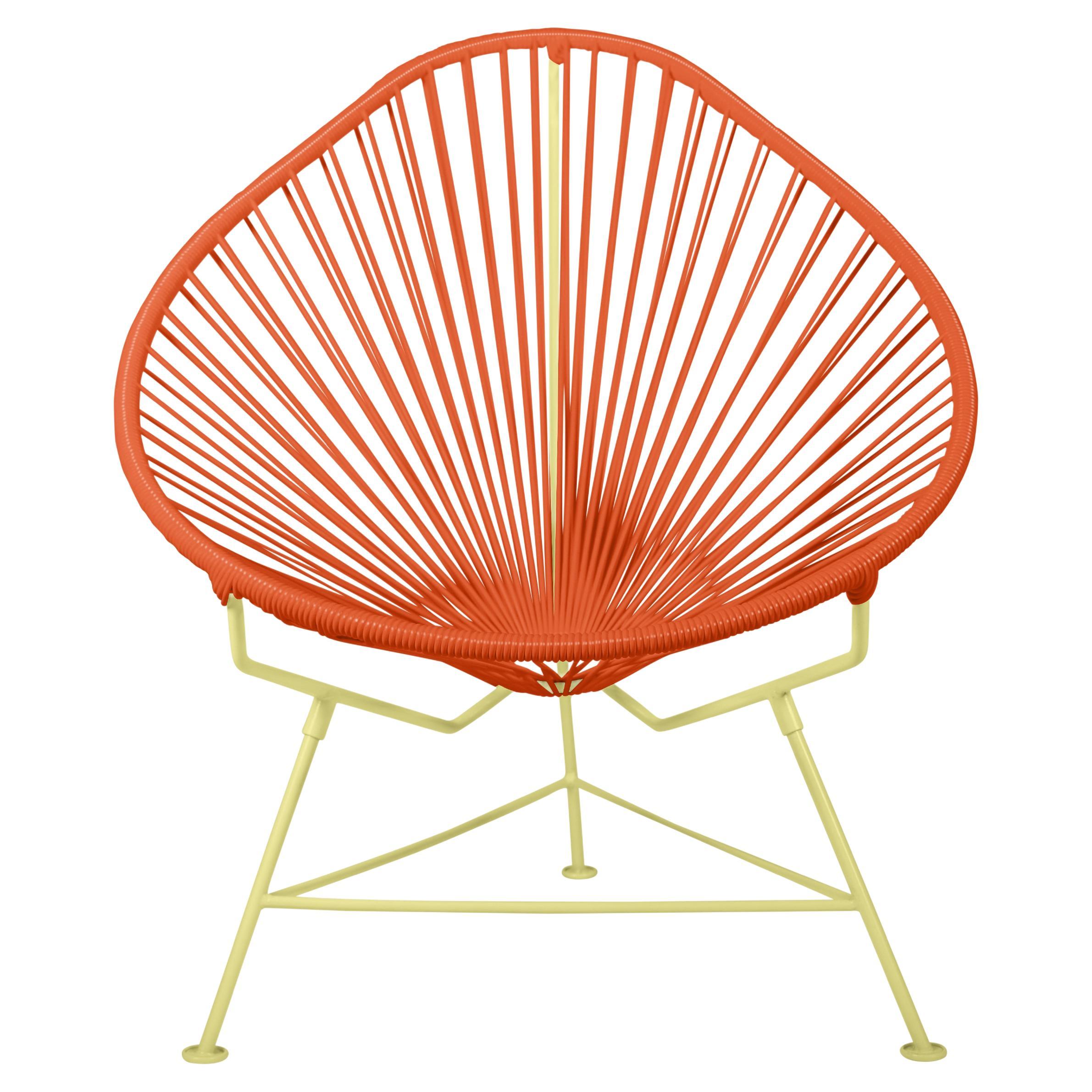 Innit Designs - Chaise Acapulco - Tissage orange sur cadre jaune