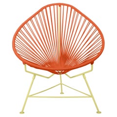 Innit Designs - Chaise Acapulco - Tissage orange sur cadre jaune