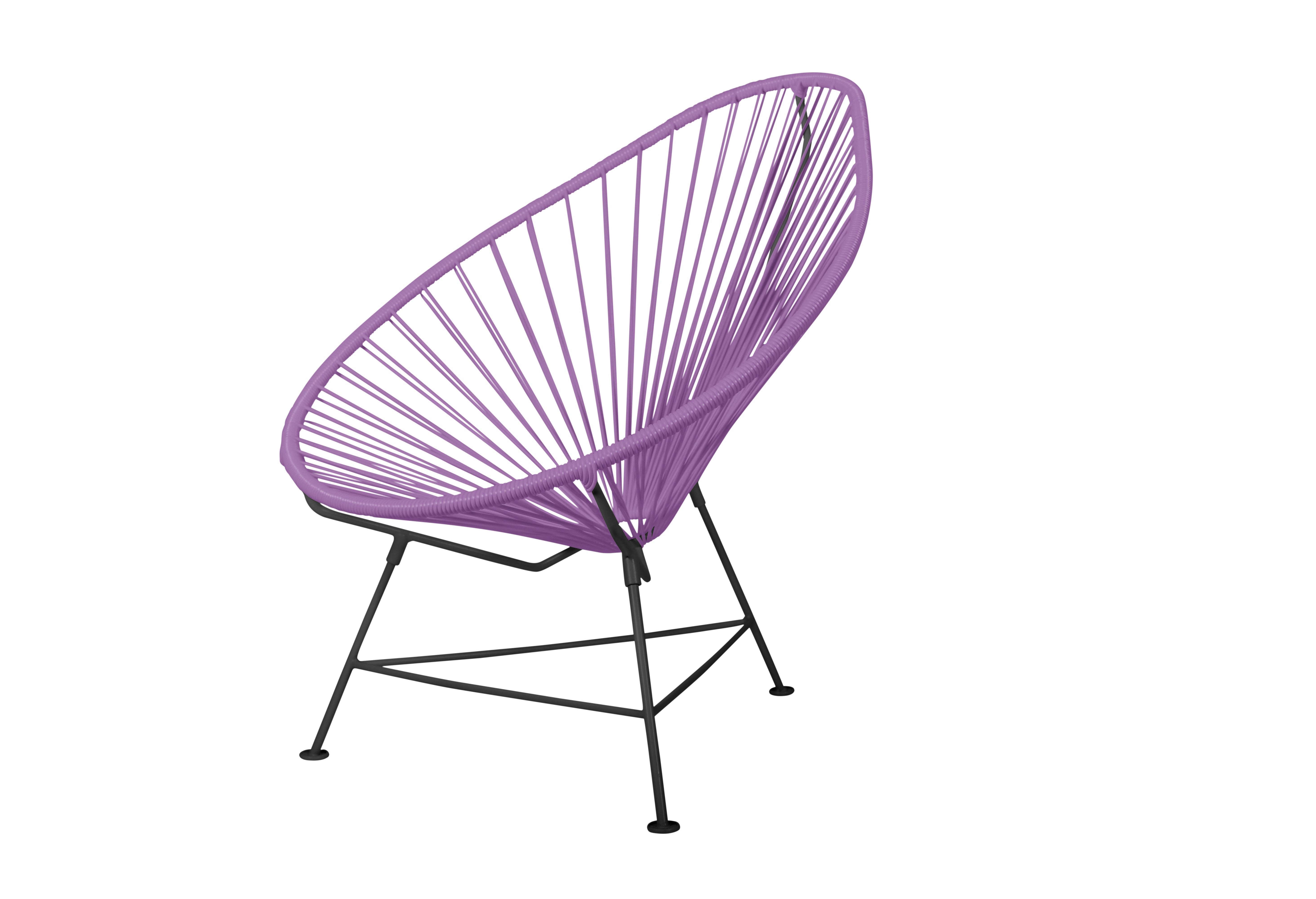 Canadian Innit Designs Acapulco Chair Orchid Weave on Black Frame For Sale