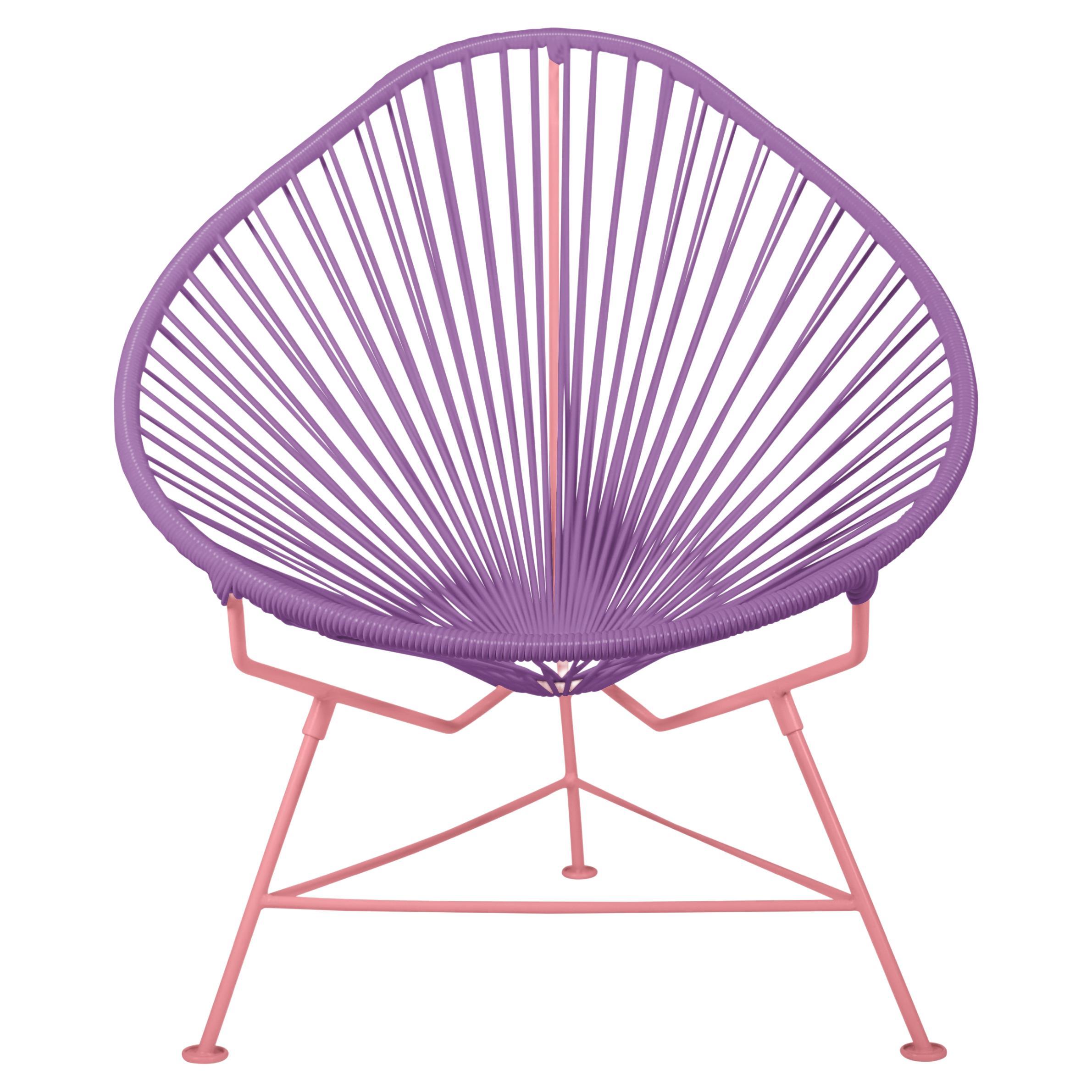 Innit Designs Acapulco Chair Orchid Weave on Coral Frame For Sale