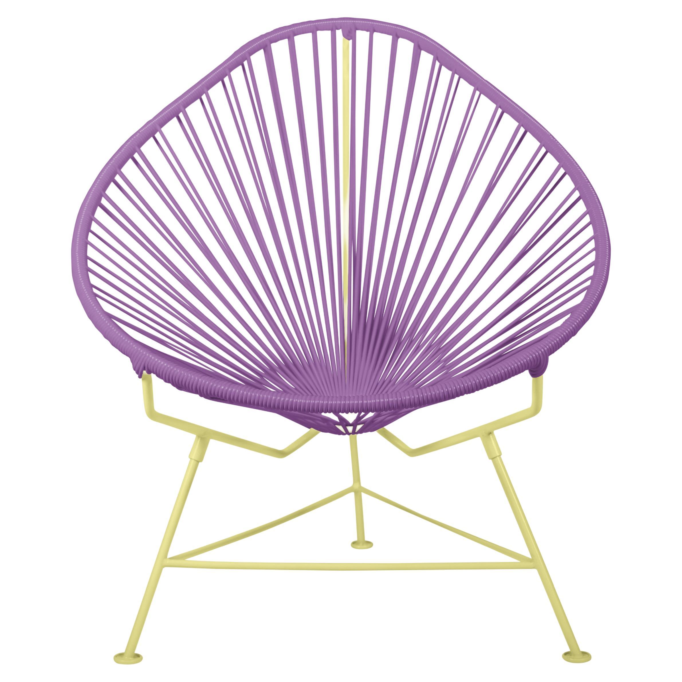 Innit Designs Acapulco Chair Orchid Weave on Yellow Frame For Sale