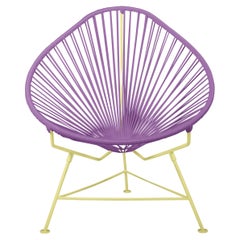 Innit Designs - Chaise Acapulco - Tissage orchidée sur cadre jaune