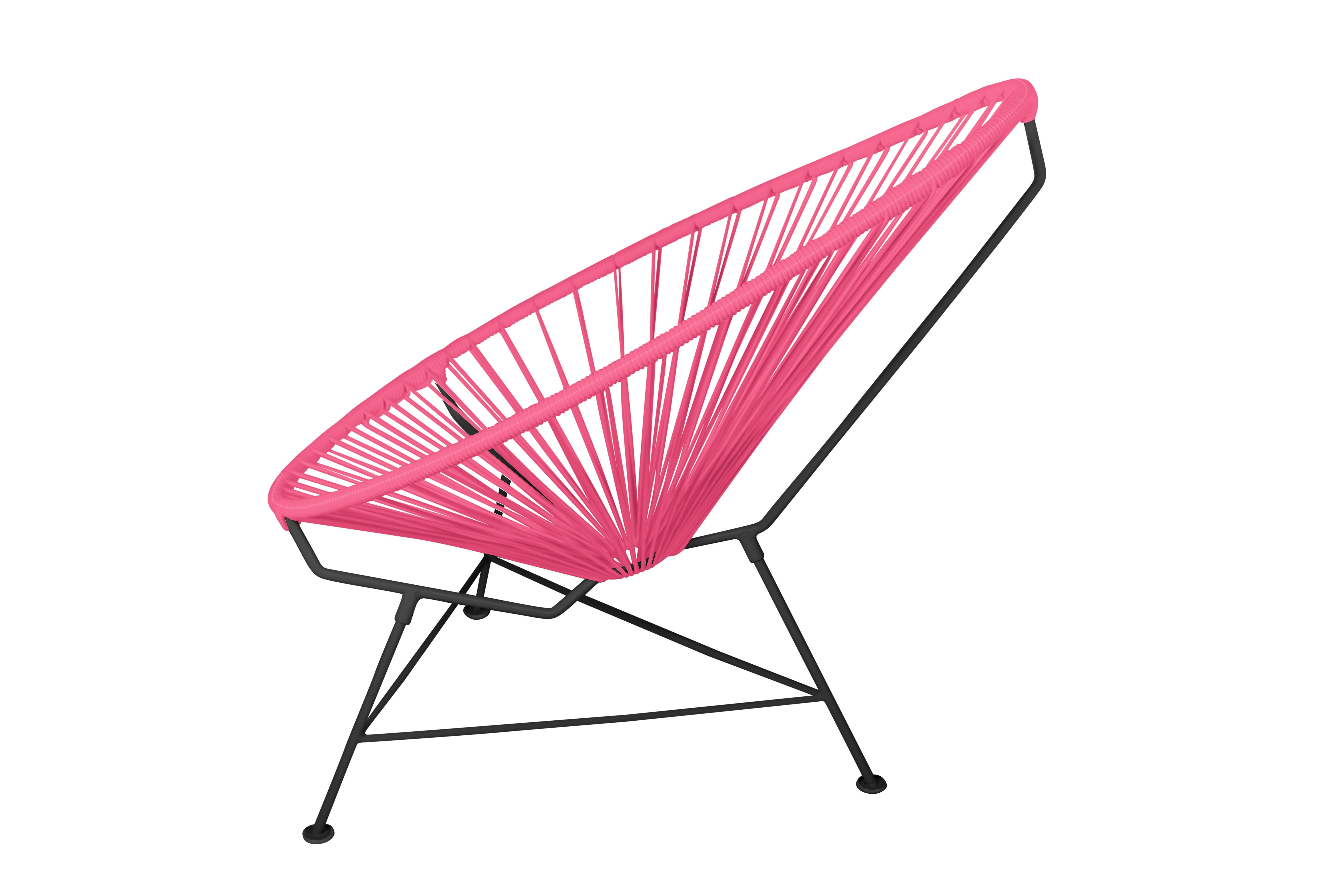 Modern Innit Designs Acapulco Chair Pink Weave on Black Frame For Sale