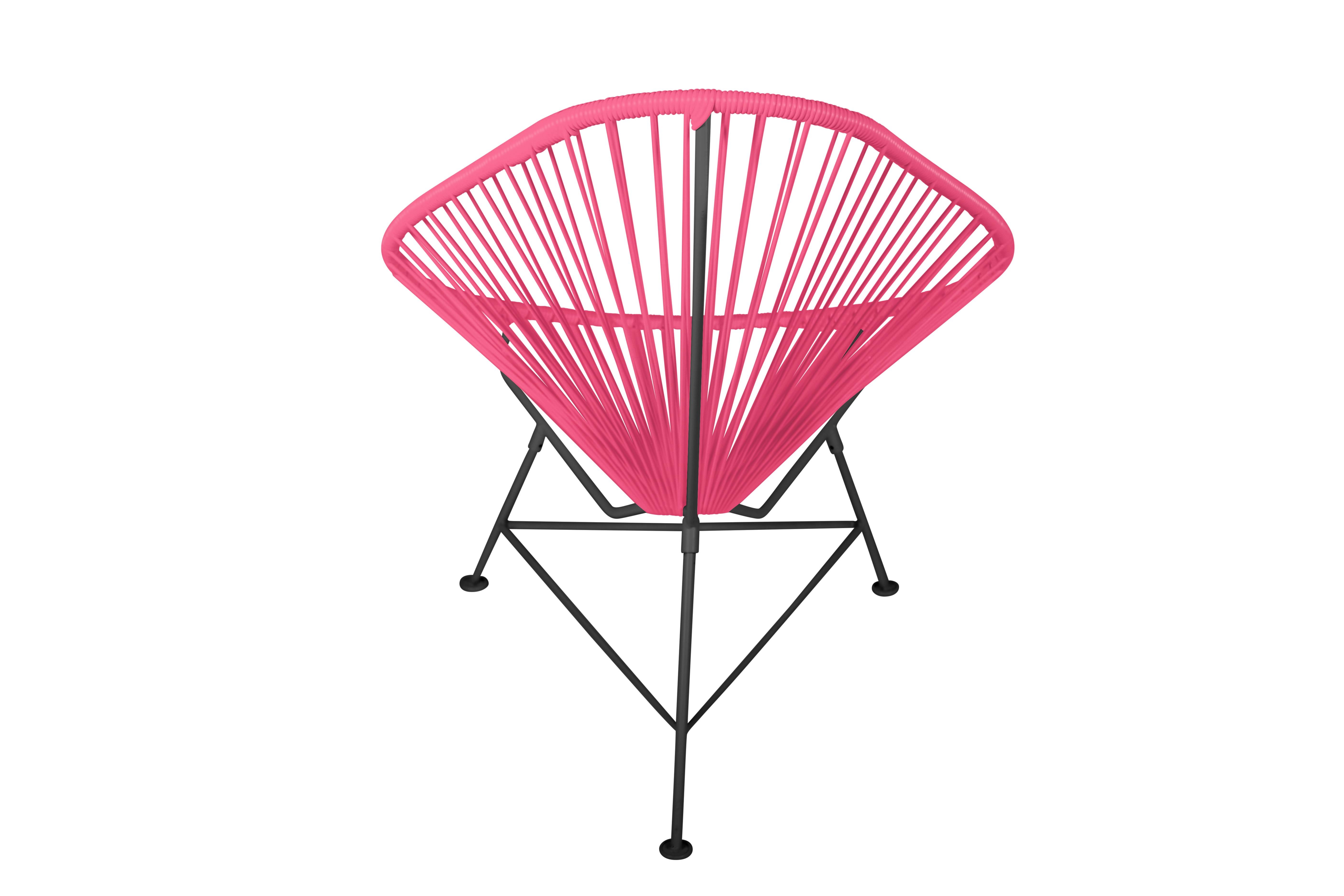 Hand-Crafted Innit Designs Acapulco Chair Pink Weave on Black Frame For Sale