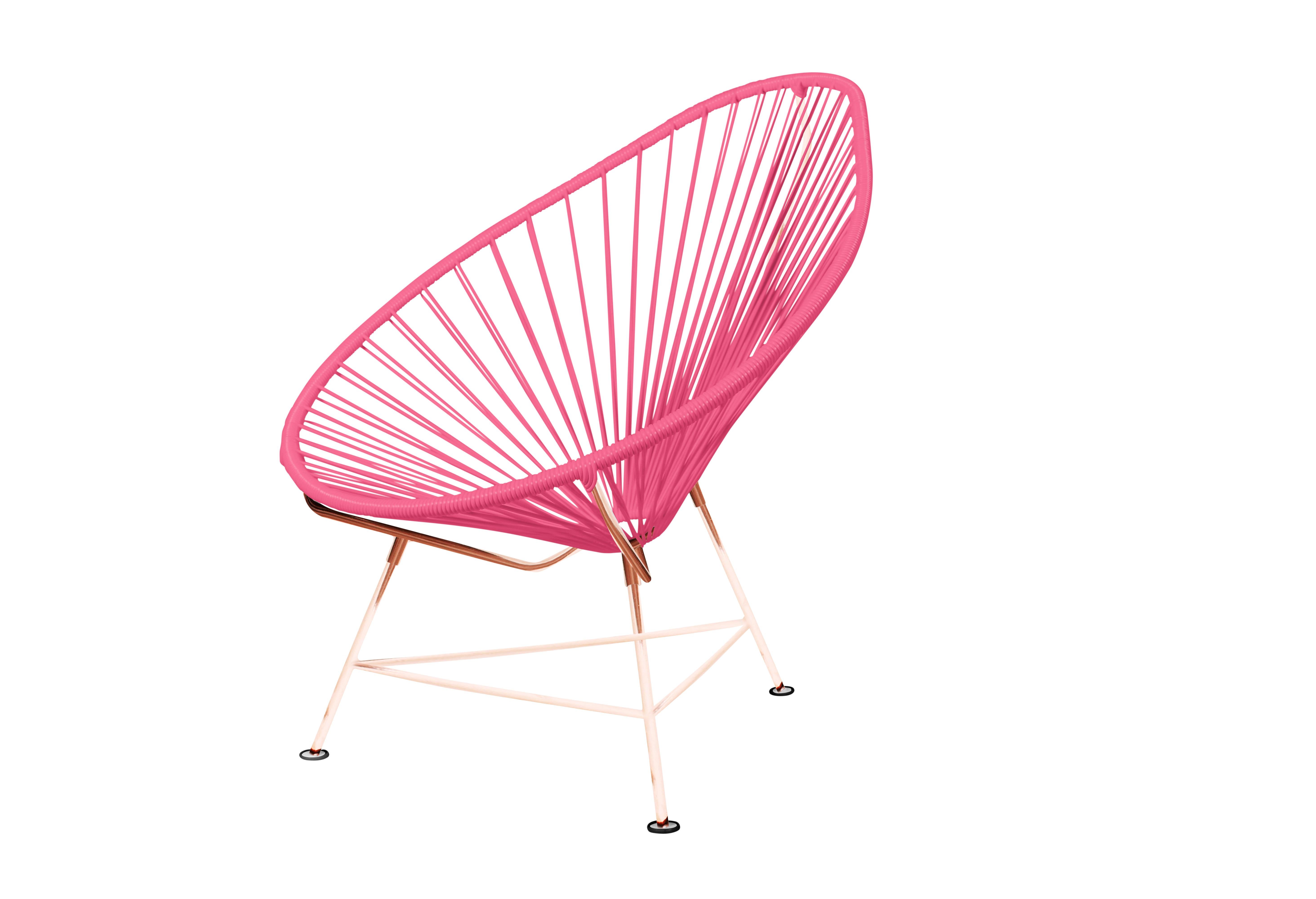 Modern Innit Designs Acapulco Chair Pink Weave on Copper Frame For Sale