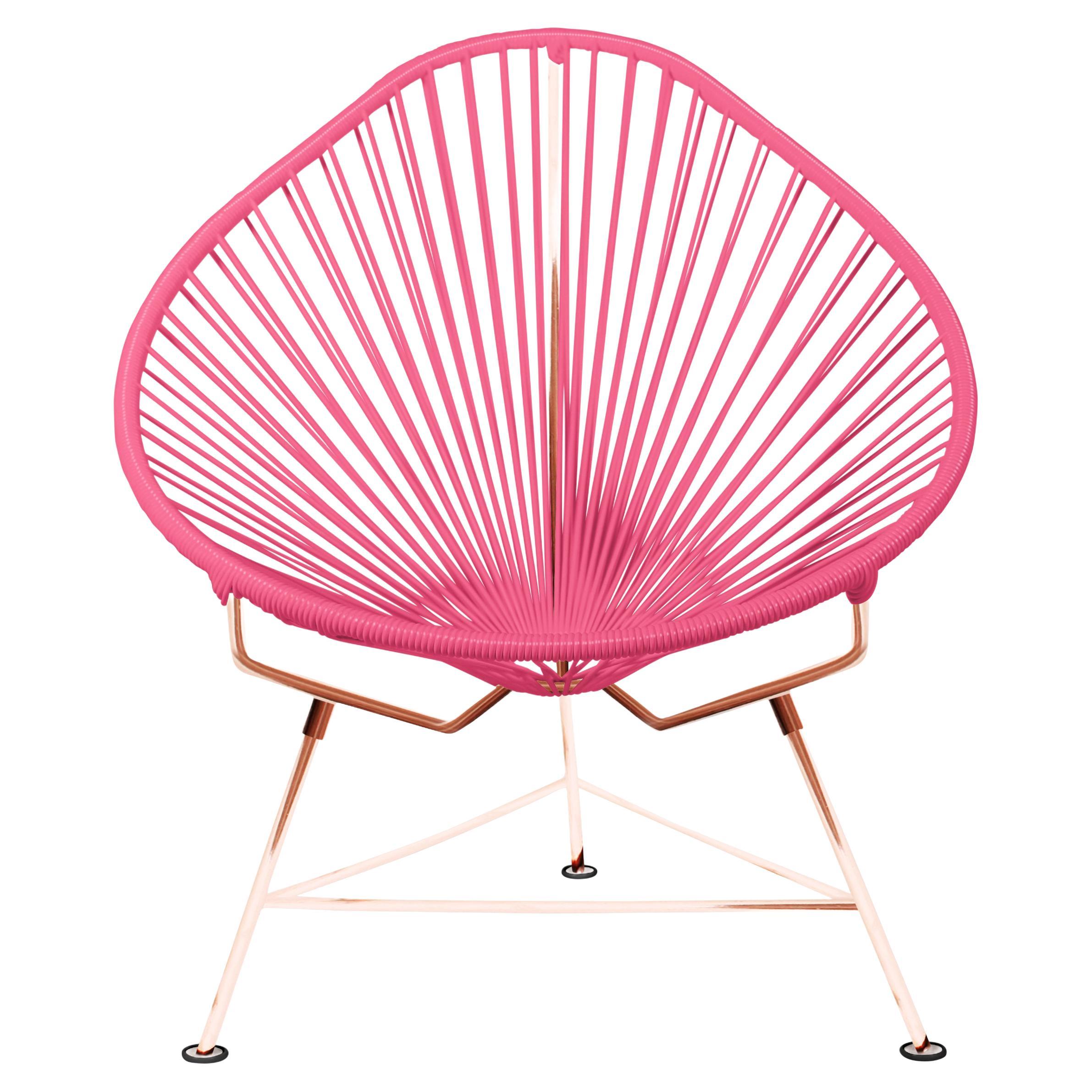 Innit Designs Acapulco Chair Pink Weave on Copper Frame For Sale