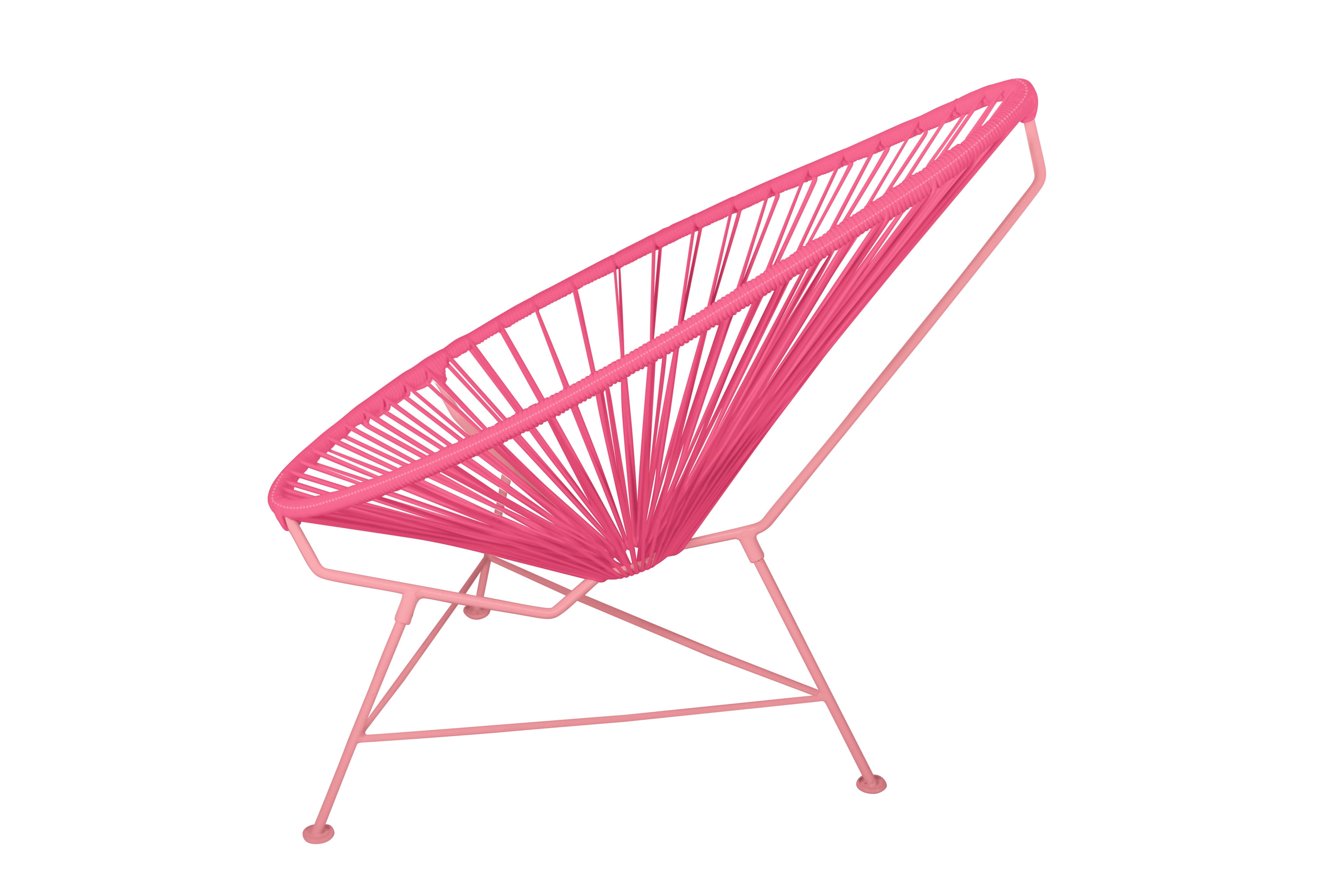 Modern Innit Designs Acapulco Chair Pink Weave on Coral Frame For Sale