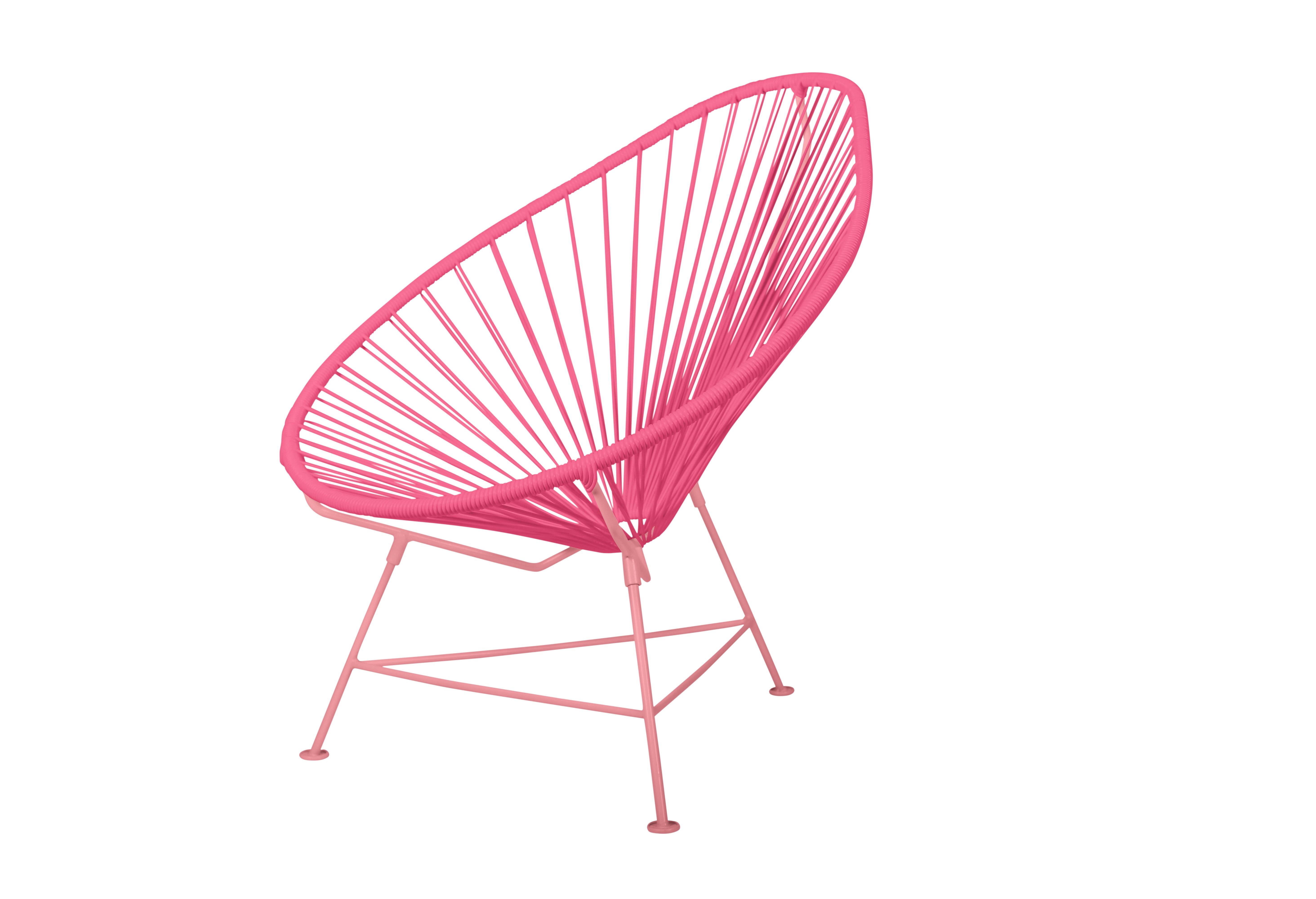 Canadian Innit Designs Acapulco Chair Pink Weave on Coral Frame For Sale