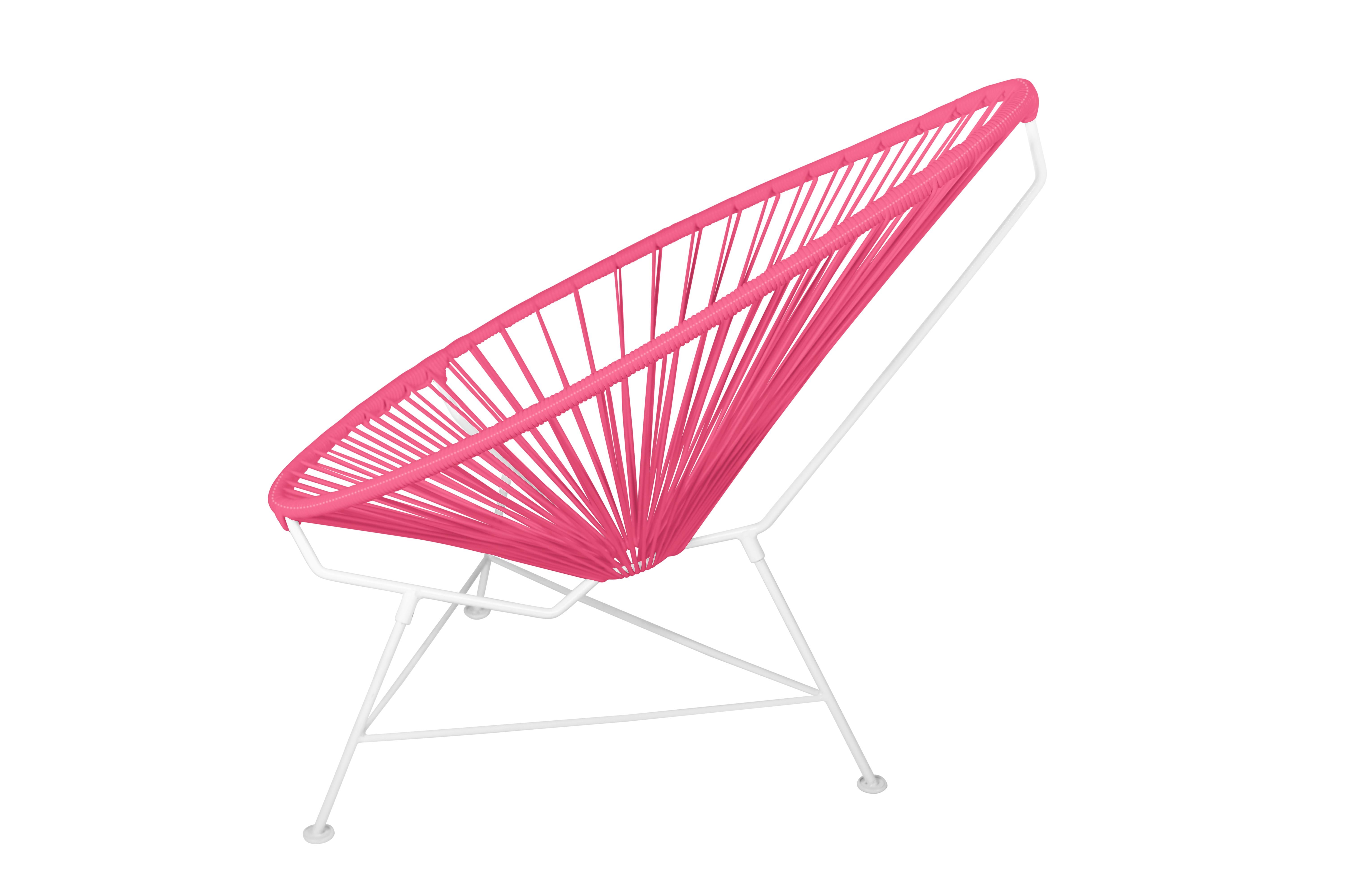 Modern Innit Designs Acapulco Chair Pink Weave on White Frame For Sale