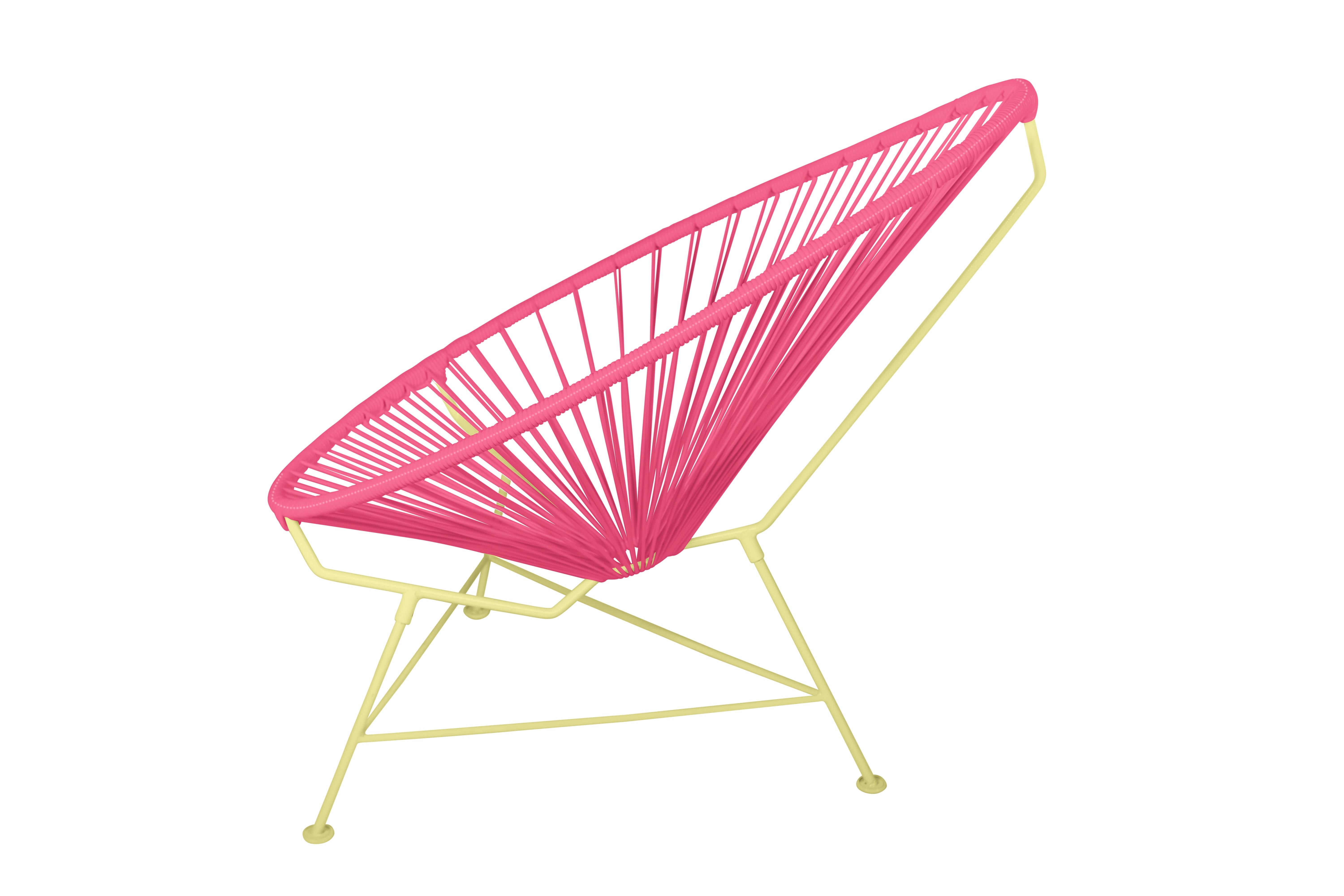 Modern Innit Designs Acapulco Chair Pink Weave on Yellow Frame For Sale