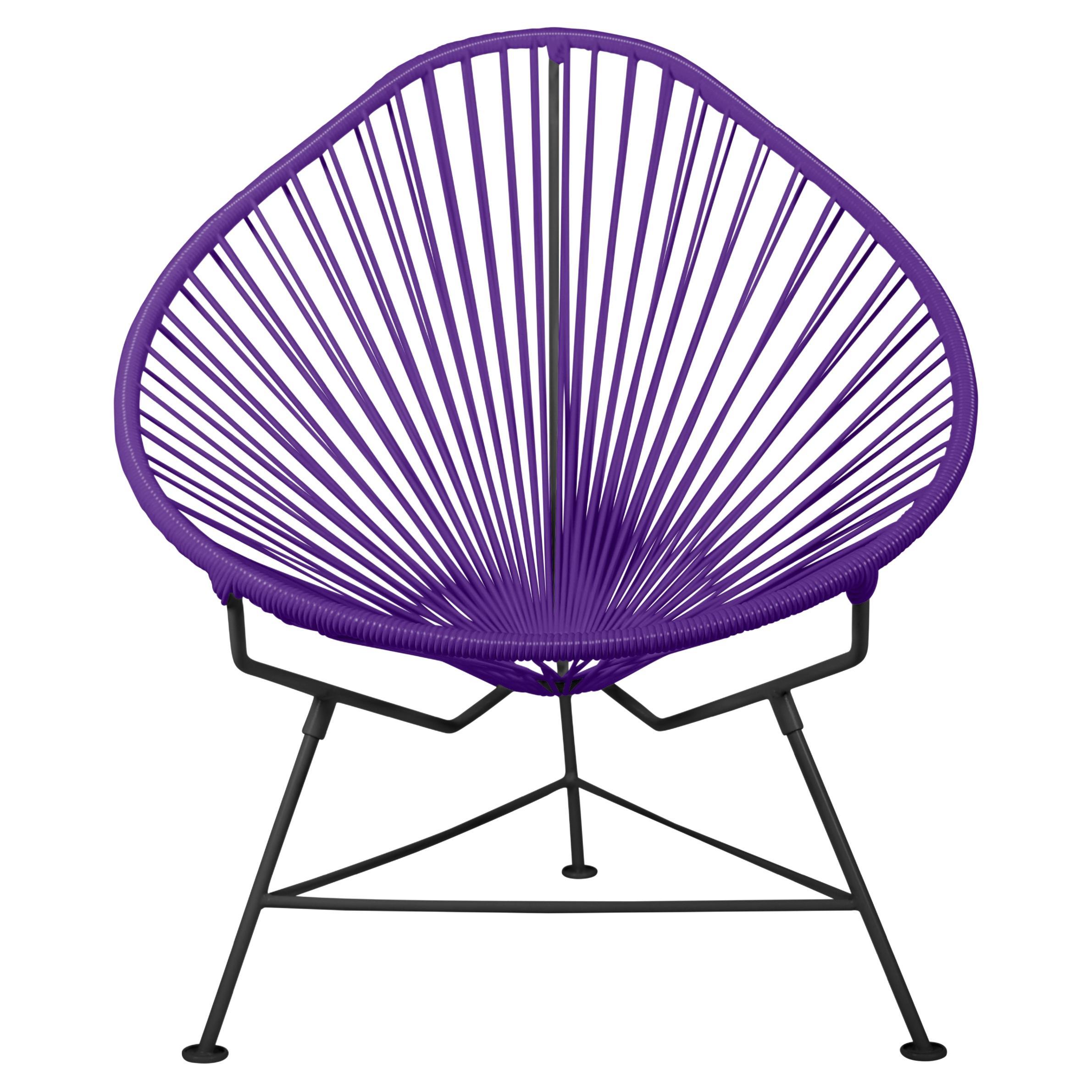 Innit Designs Acapulco Chair Purple Weave on Black Frame For Sale