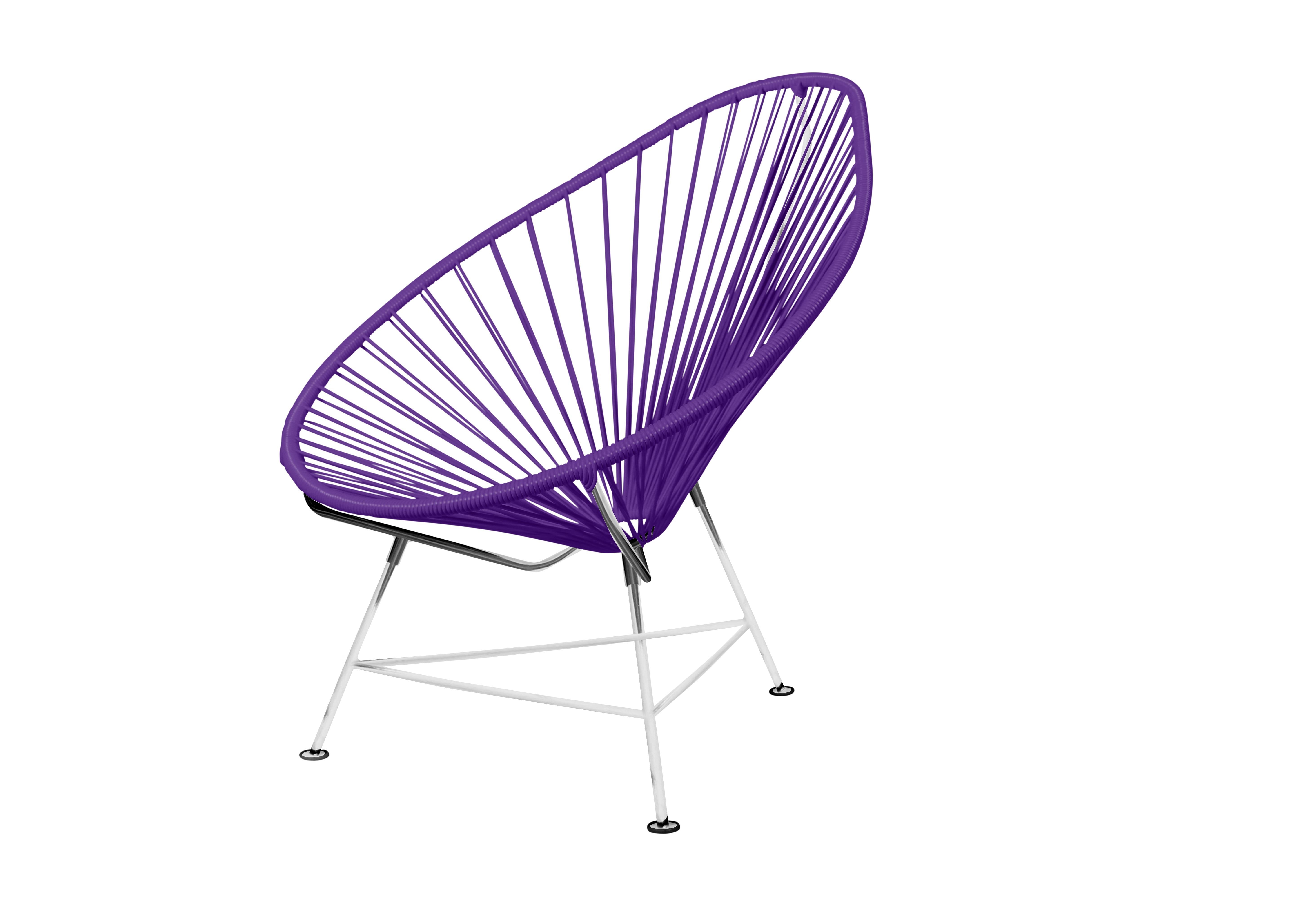 Canadien Innit Designs fauteuil Acapulco tissage violet sur cadre chromé en vente