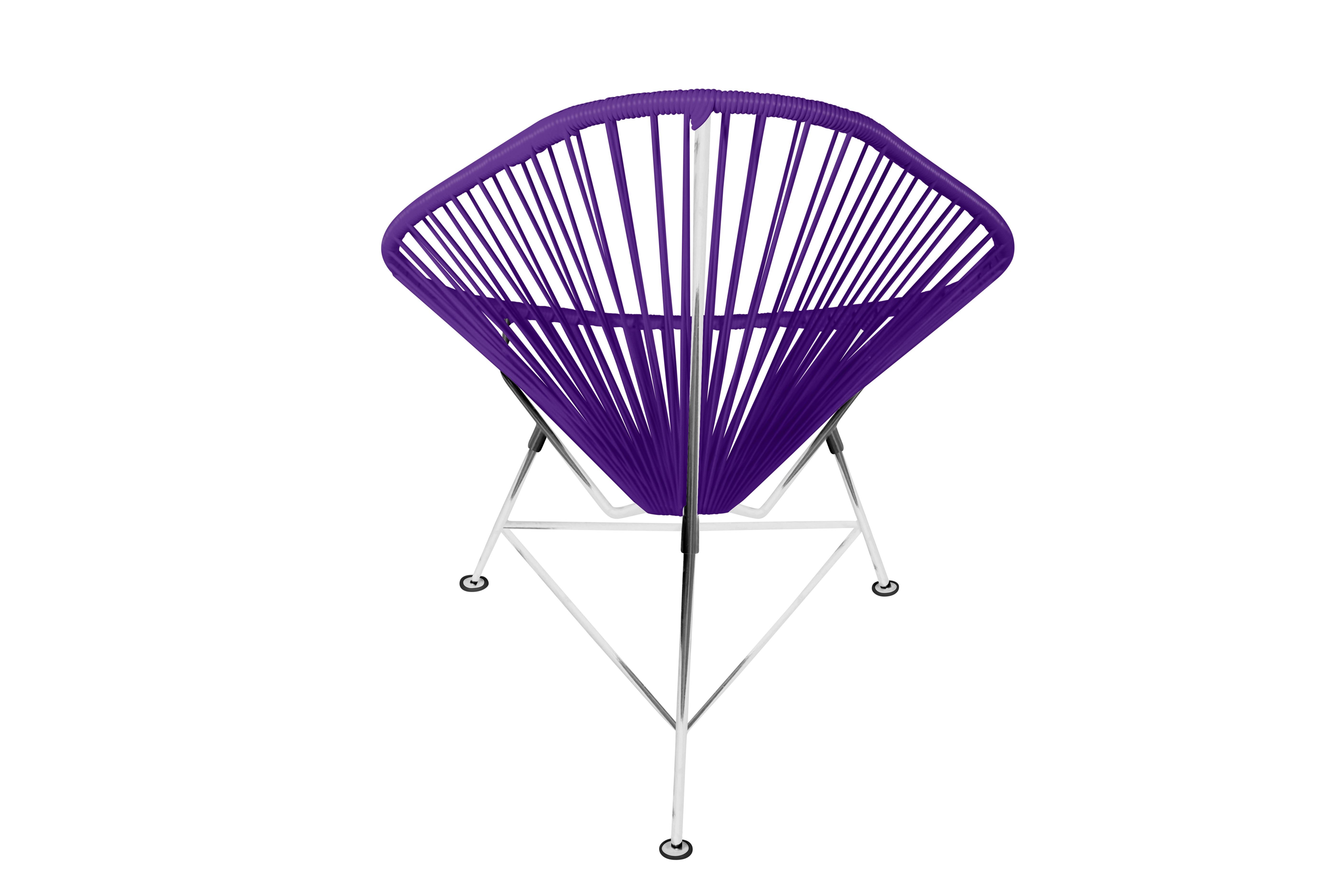 Fait main Innit Designs fauteuil Acapulco tissage violet sur cadre chromé en vente