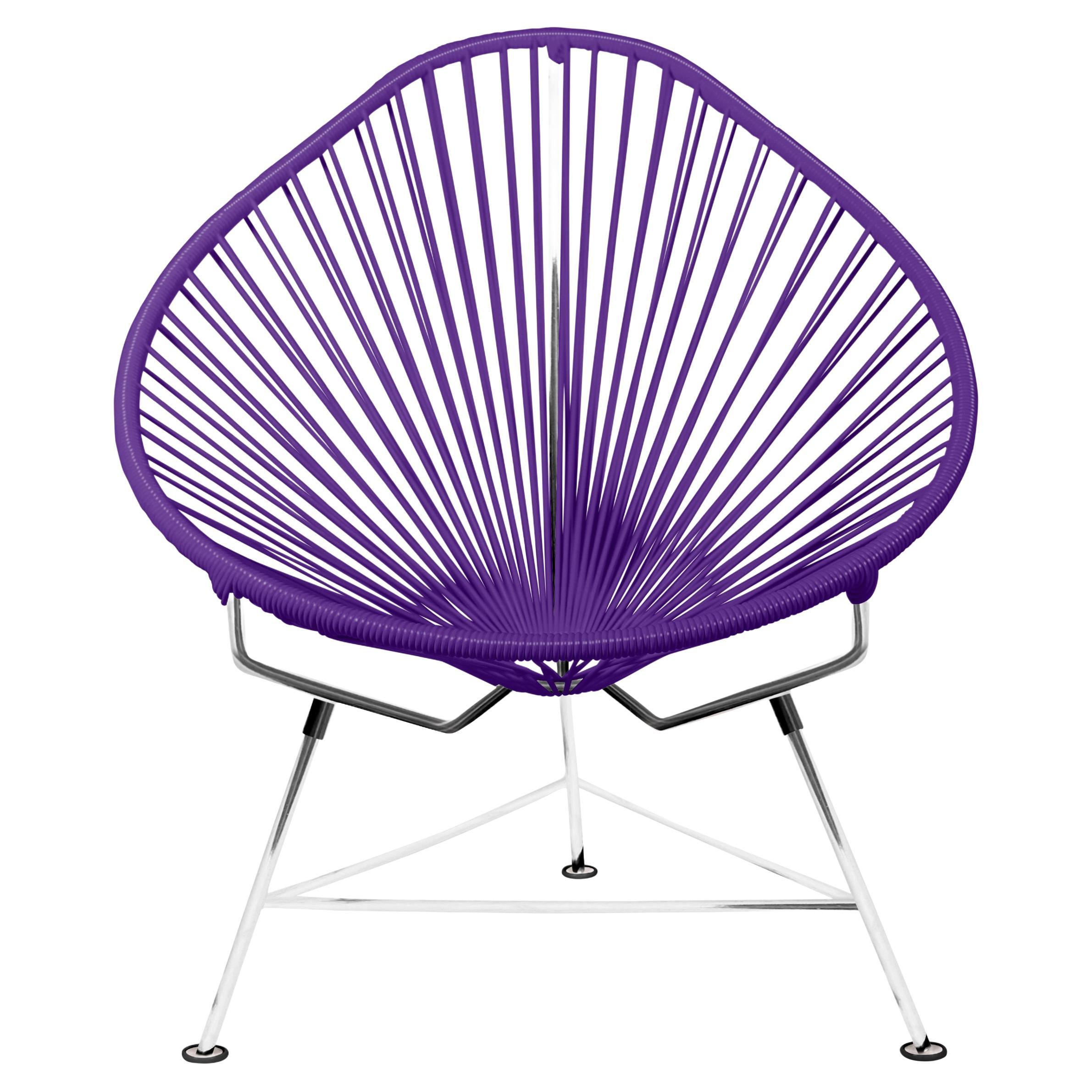 Innit Designs fauteuil Acapulco tissage violet sur cadre chromé en vente