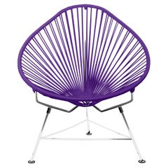 Innit Designs fauteuil Acapulco tissage violet sur cadre chromé