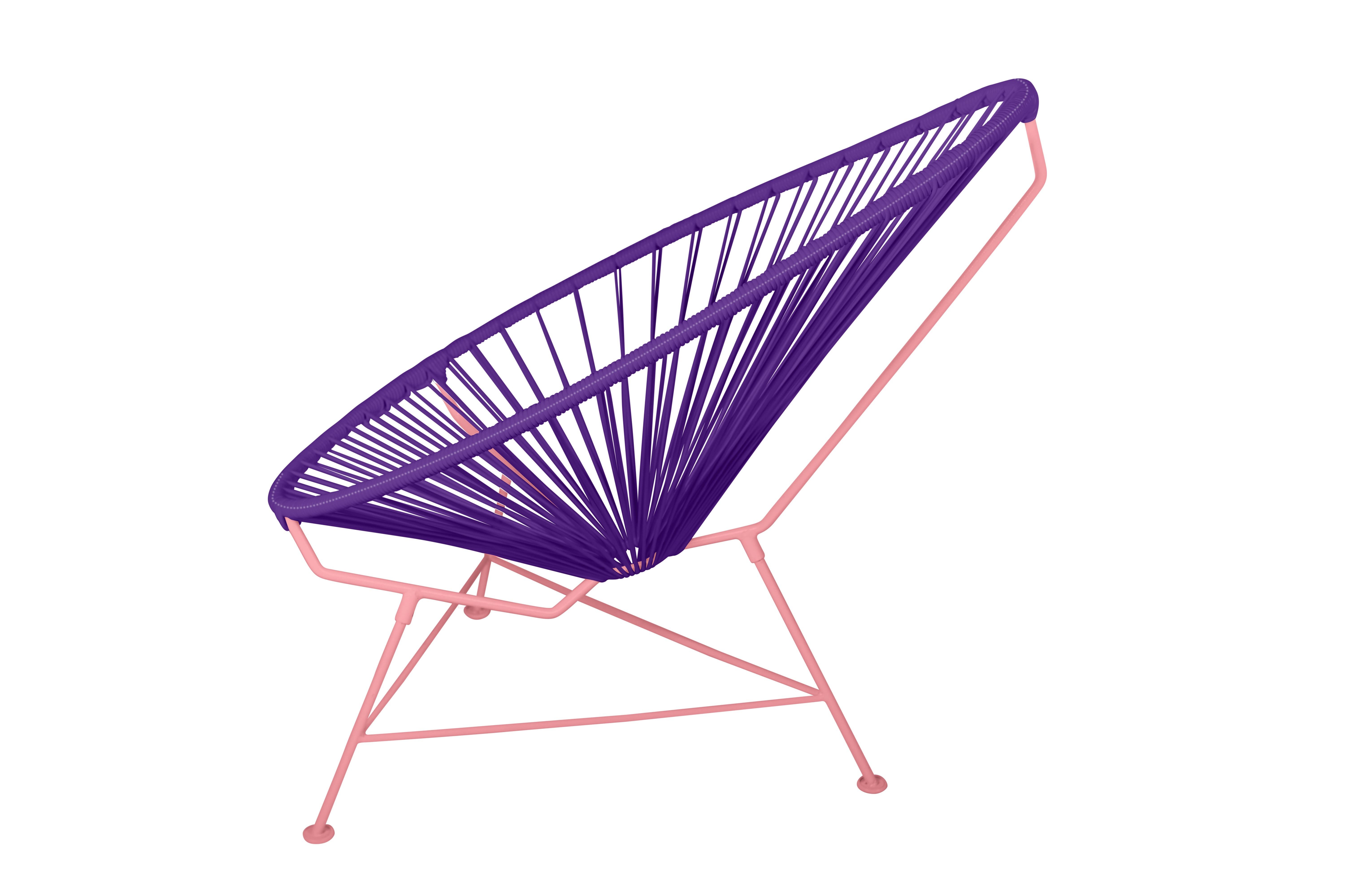 Modern Innit Designs Acapulco Chair Purple Weave on Coral Frame For Sale