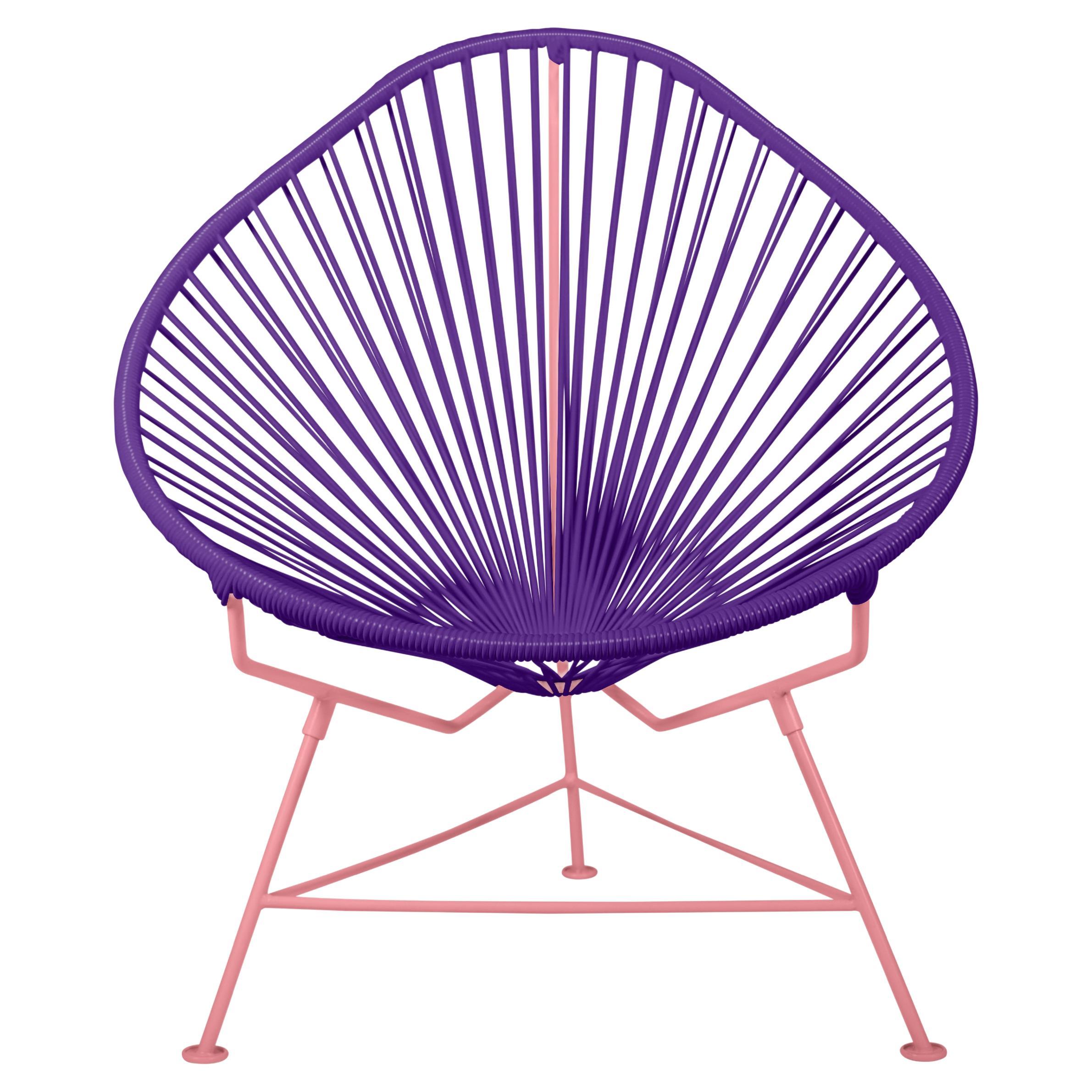 Innit Designs Acapulco Chair Purple Weave on Coral Frame For Sale