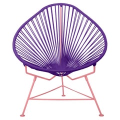 Innit Designs - Chaise Acapulco - Tissage violet sur cadre corail