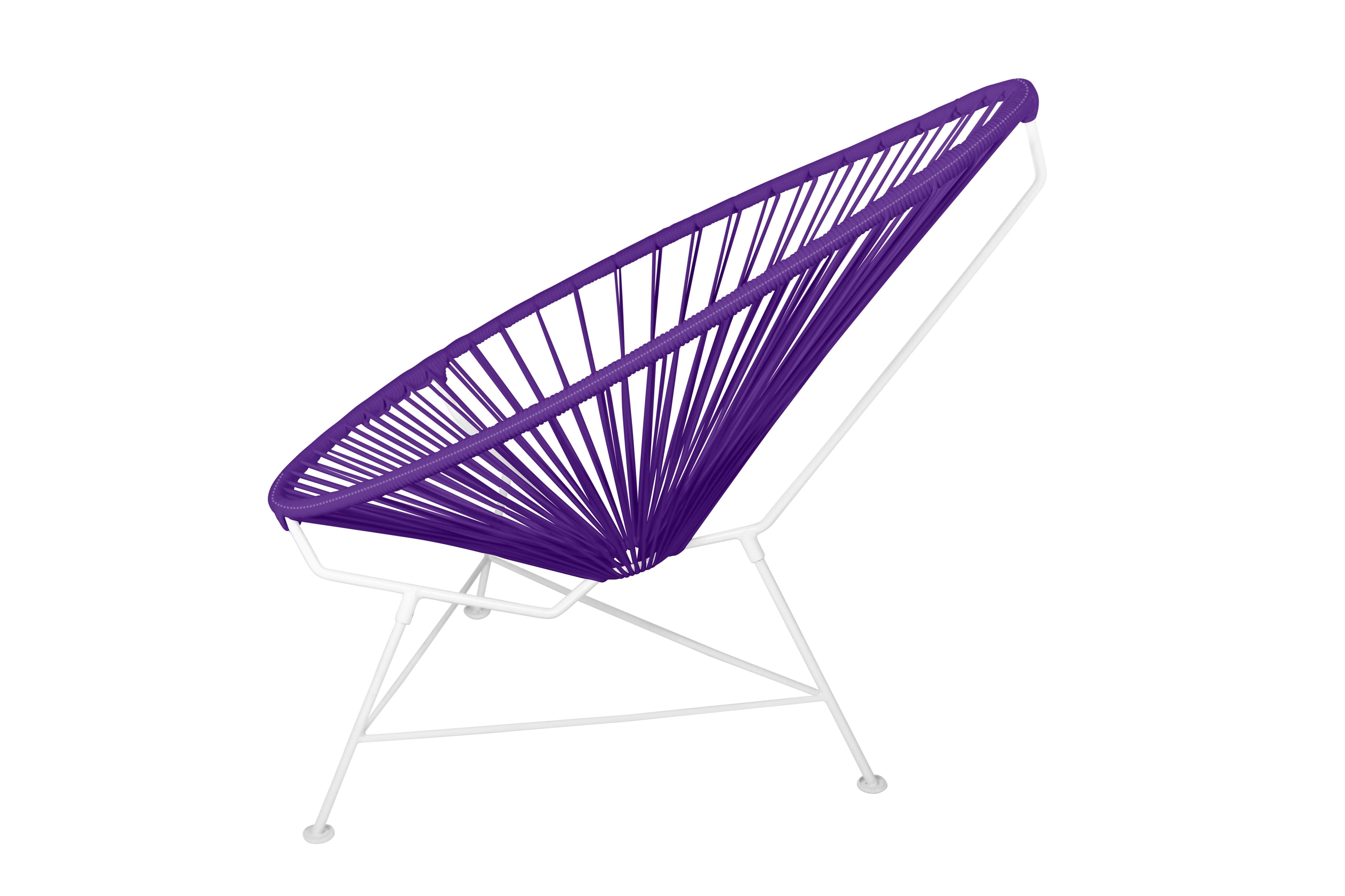 Modern Innit Designs Acapulco Chair Purple Weave on White Frame For Sale