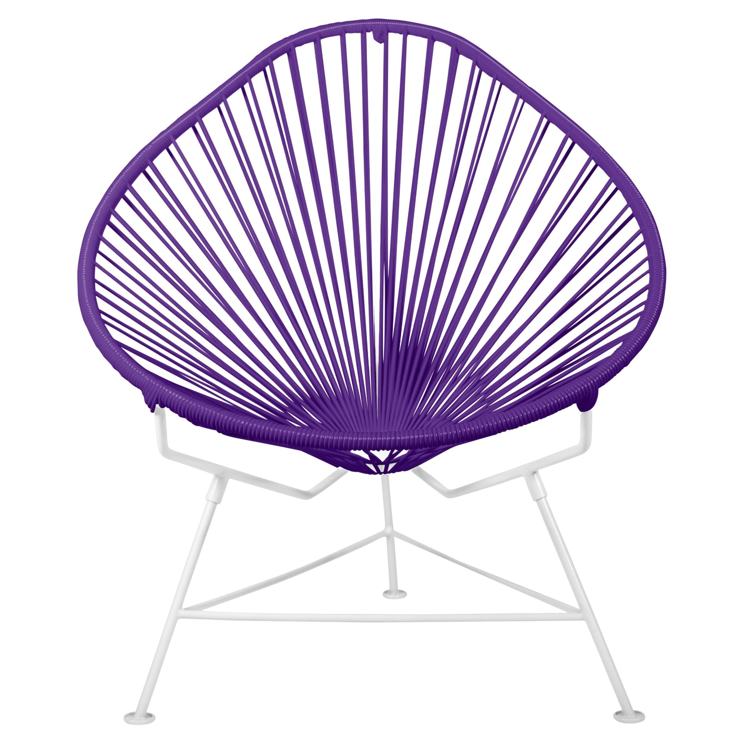 Innit Designs Acapulco Chair Purple Weave on White Frame For Sale