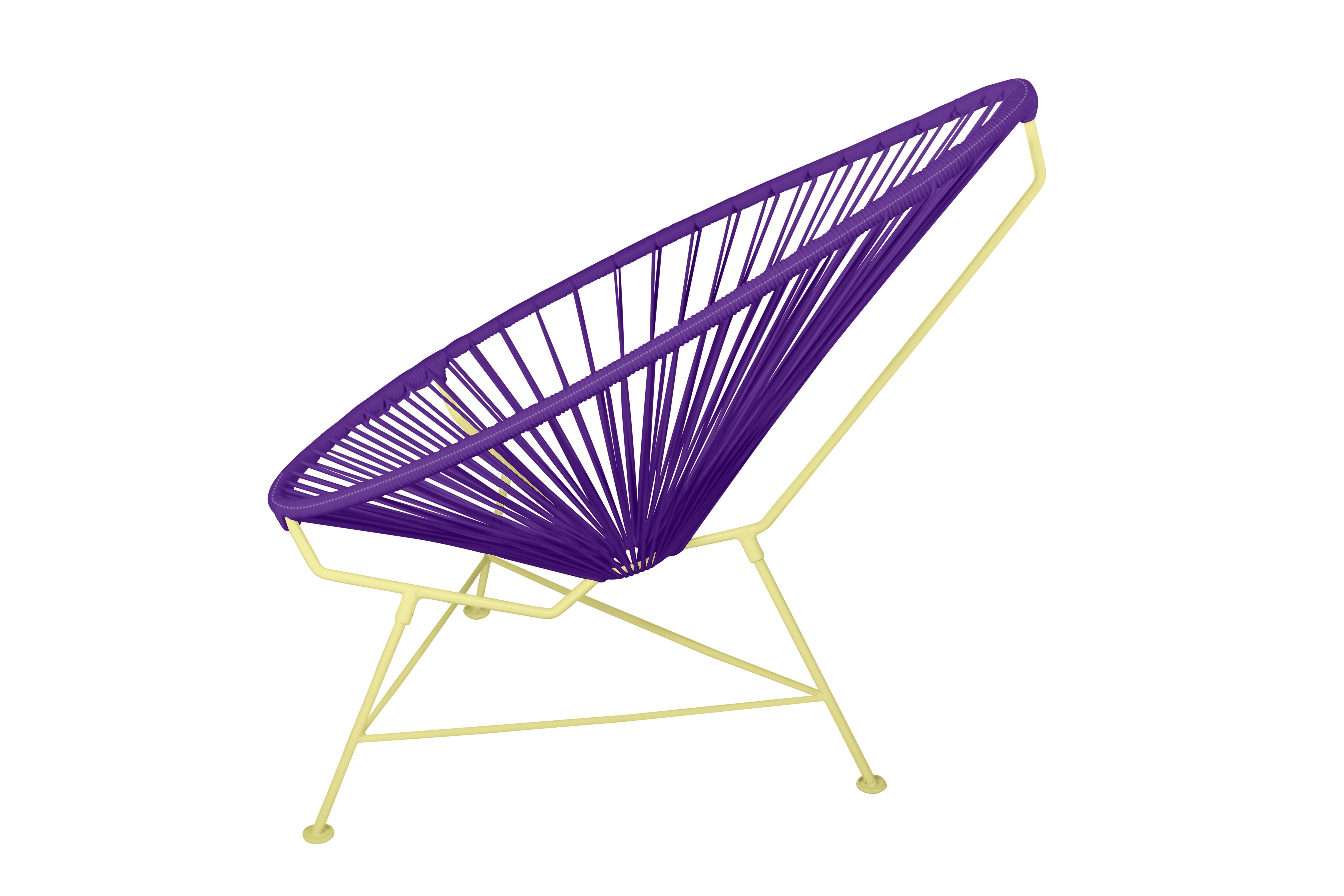 Modern Innit Designs Acapulco Chair Purple Weave on Yellow Frame For Sale