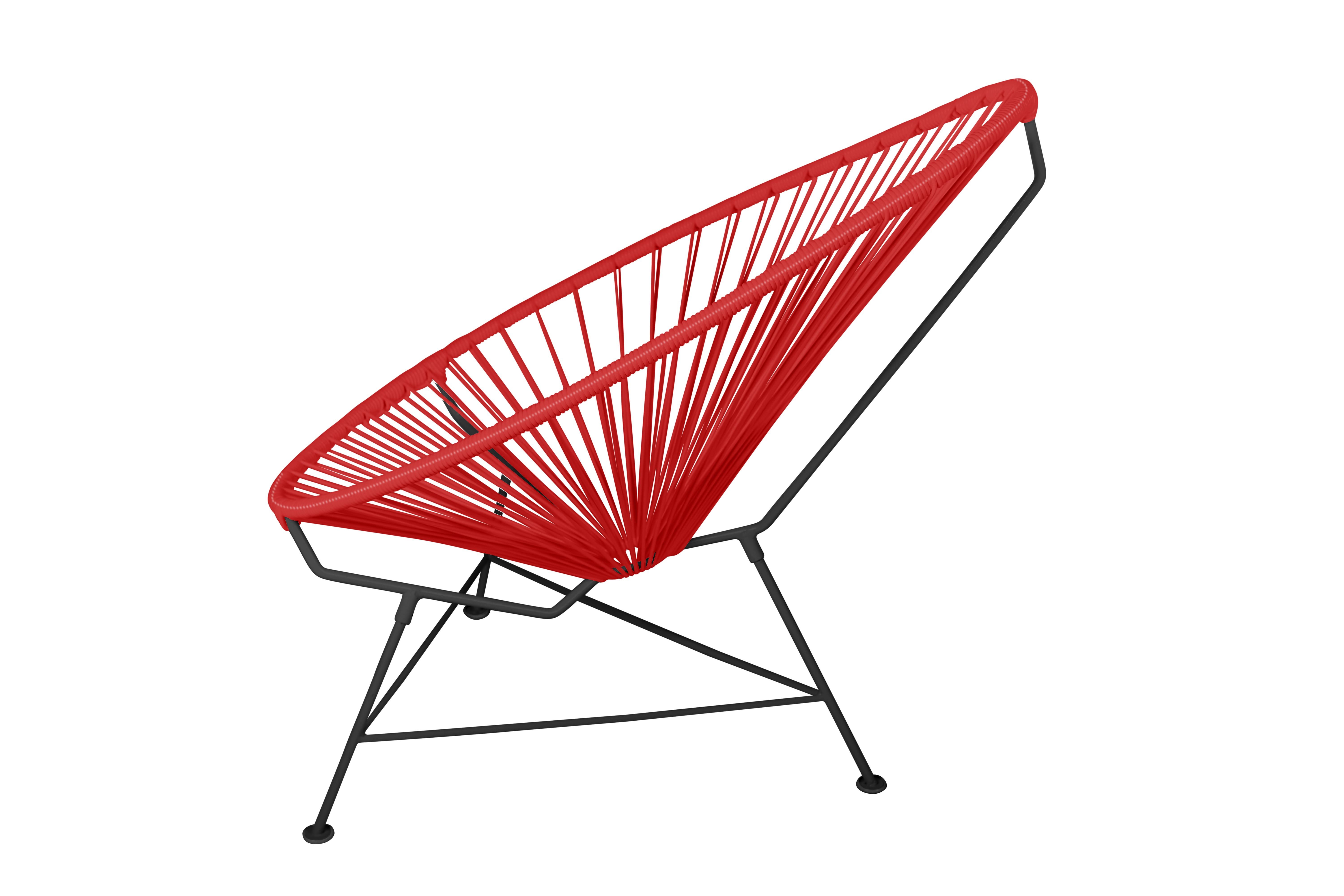 Modern Innit Designs Acapulco Chair Red Weave on Black Frame For Sale