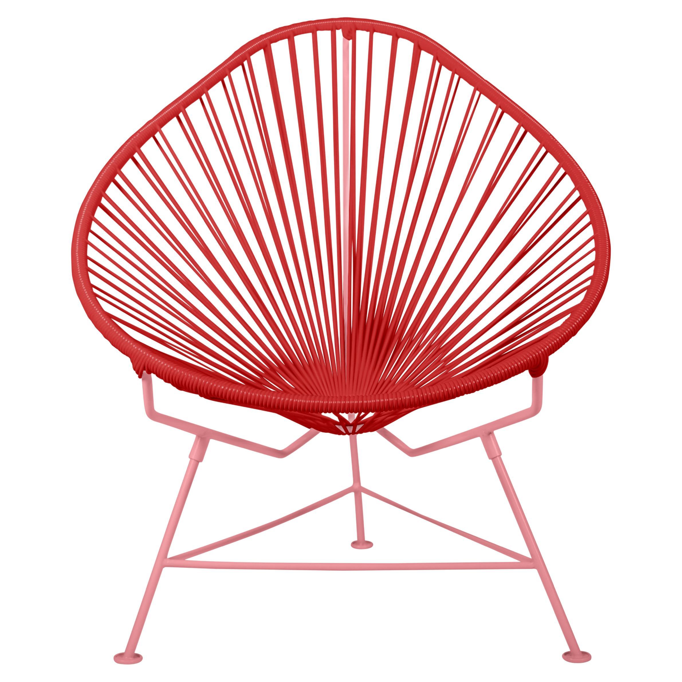 Innit Designs Acapulco Chair Red Weave on Coral Frame For Sale