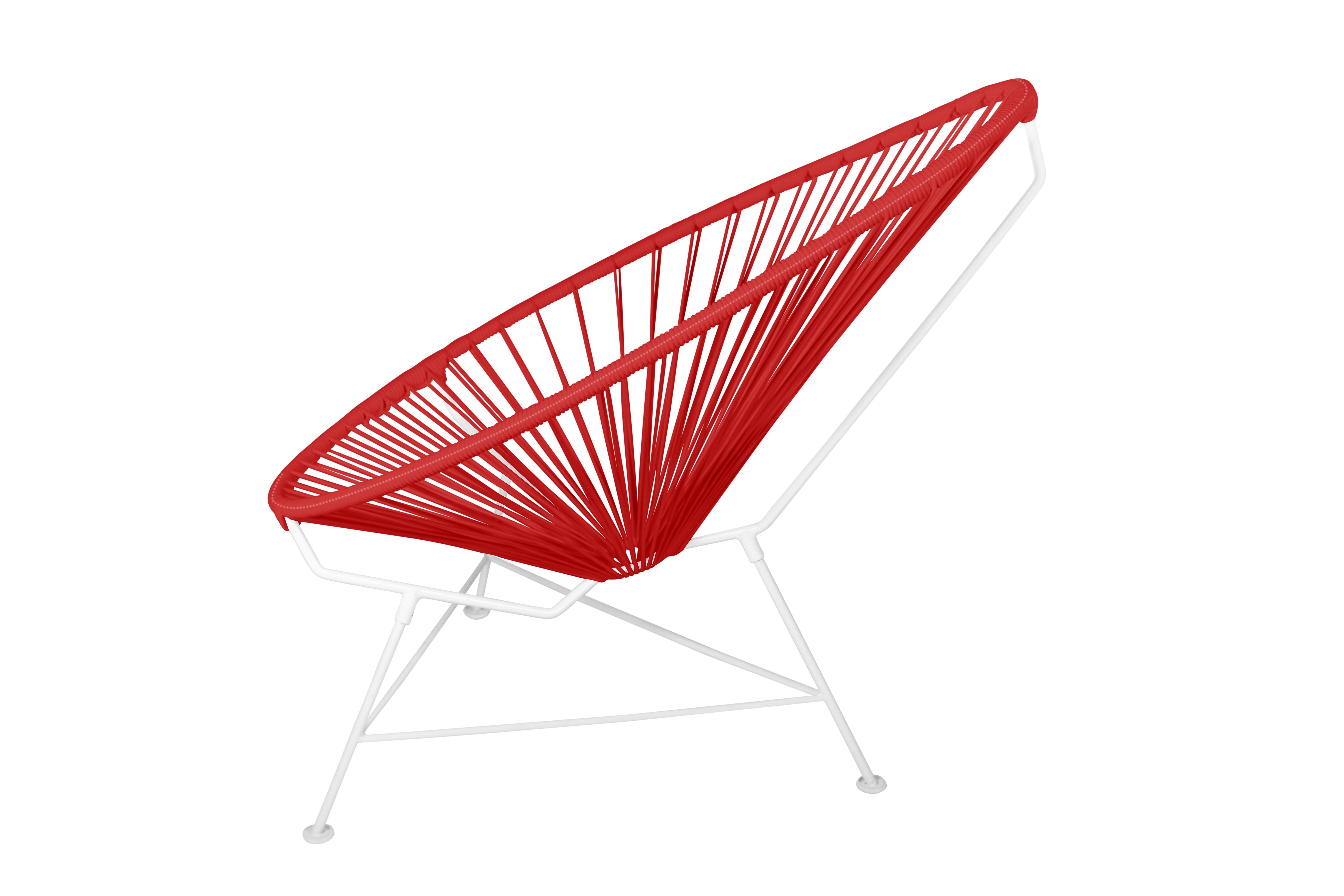 Modern Innit Designs Acapulco Chair Red Weave on White Frame For Sale