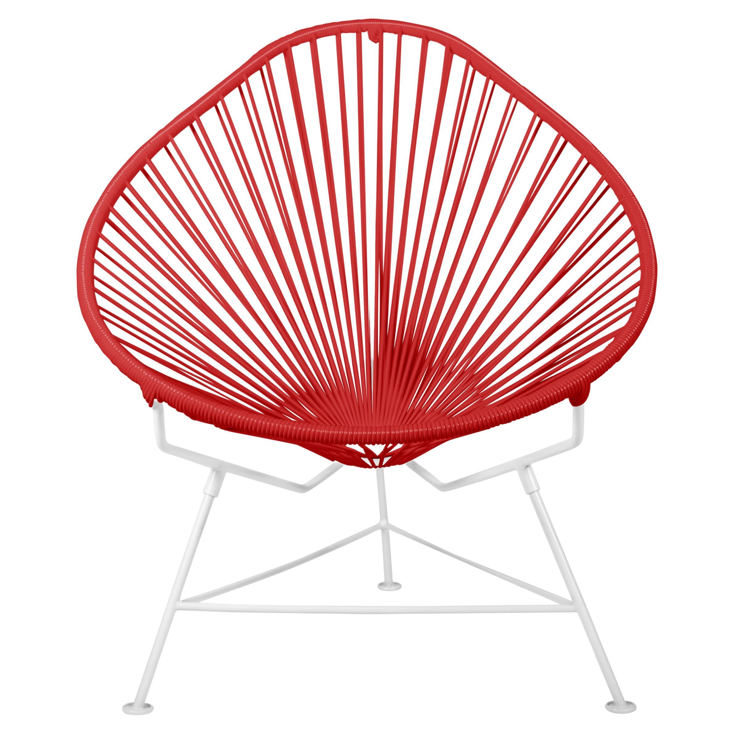 Innit Designs Acapulco Chair Red Weave on White Frame For Sale