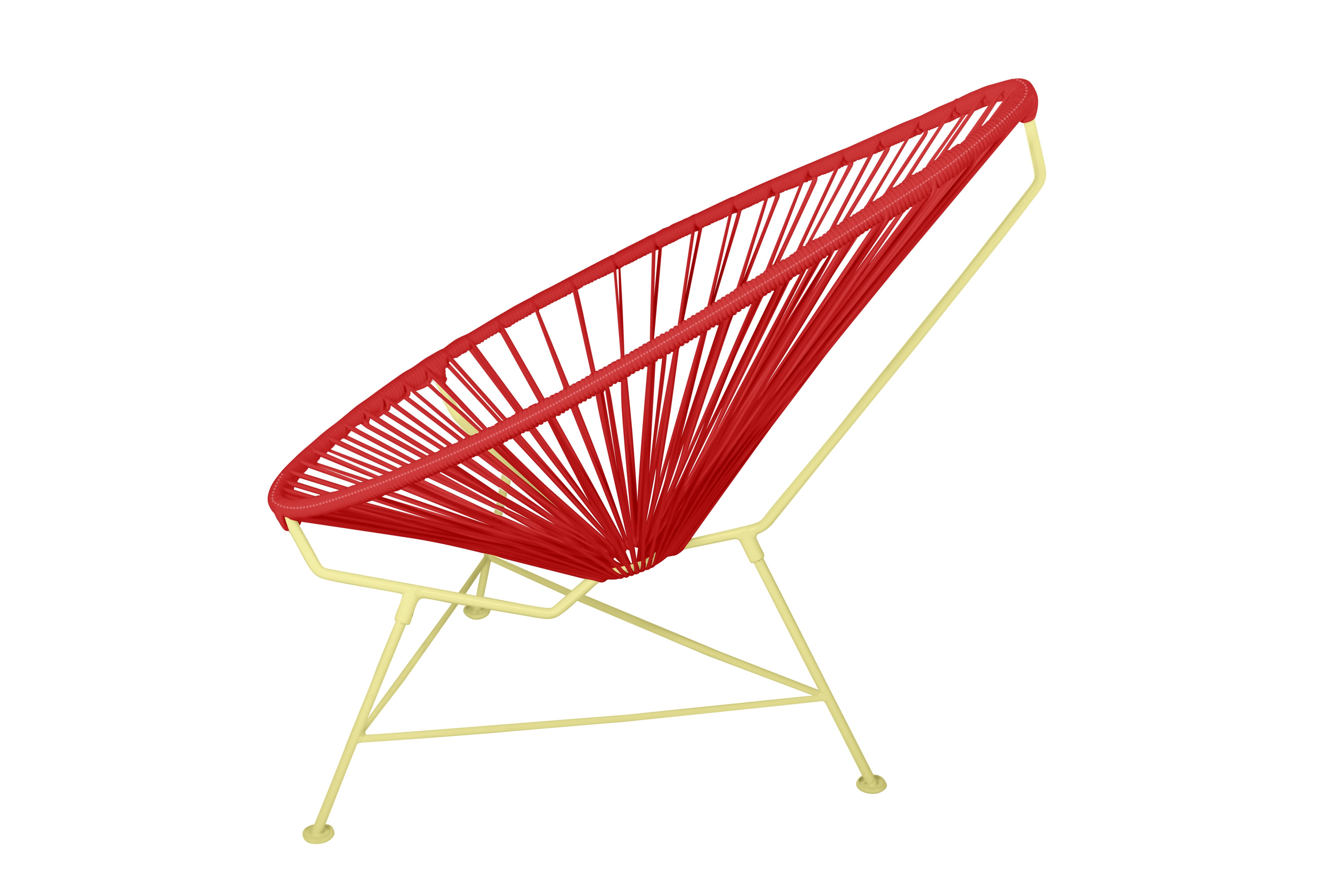 Modern Innit Designs Acapulco Chair Red Weave on Yellow Frame For Sale