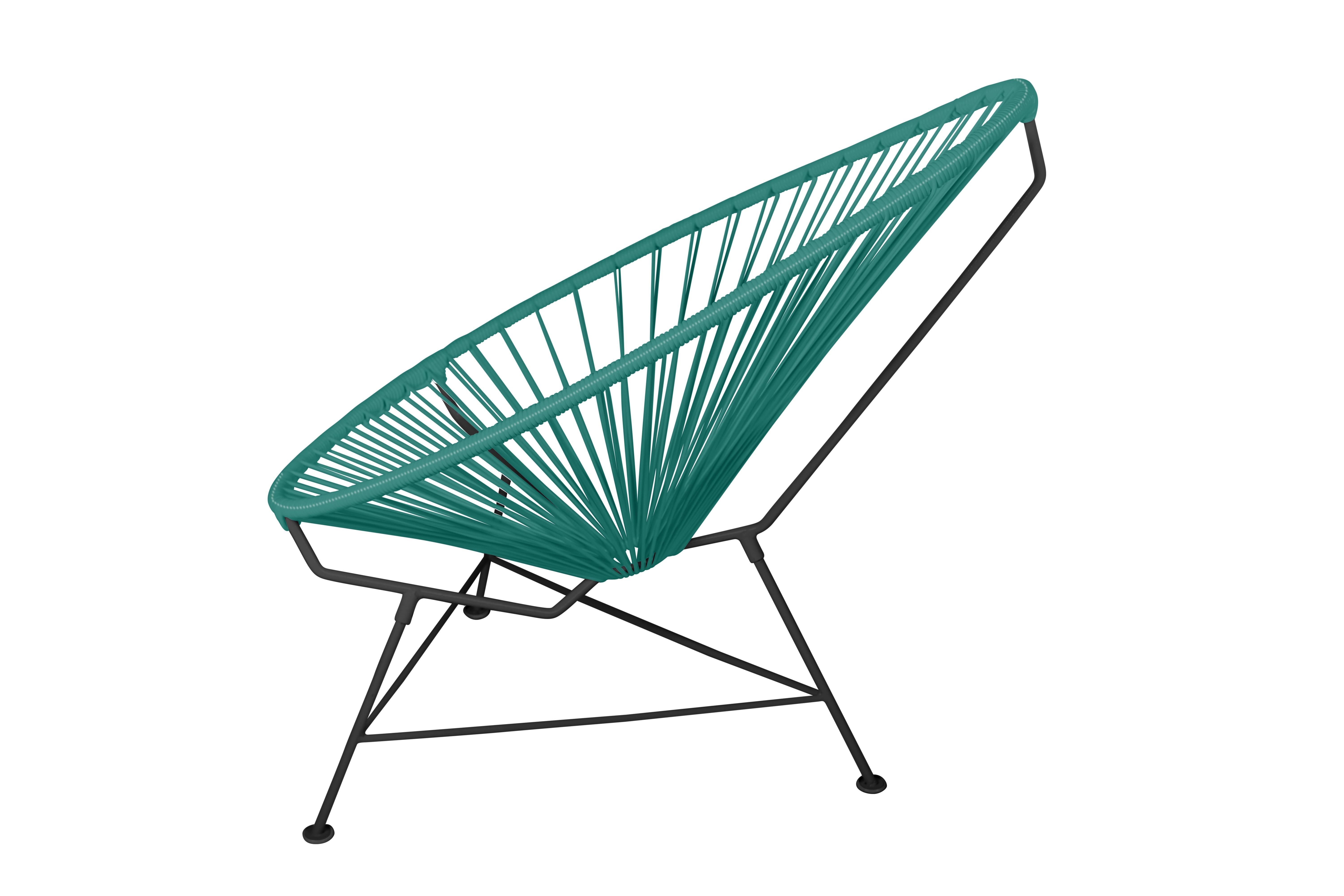 Modern Innit Designs Acapulco Chair Turquoise Weave on Black Frame For Sale