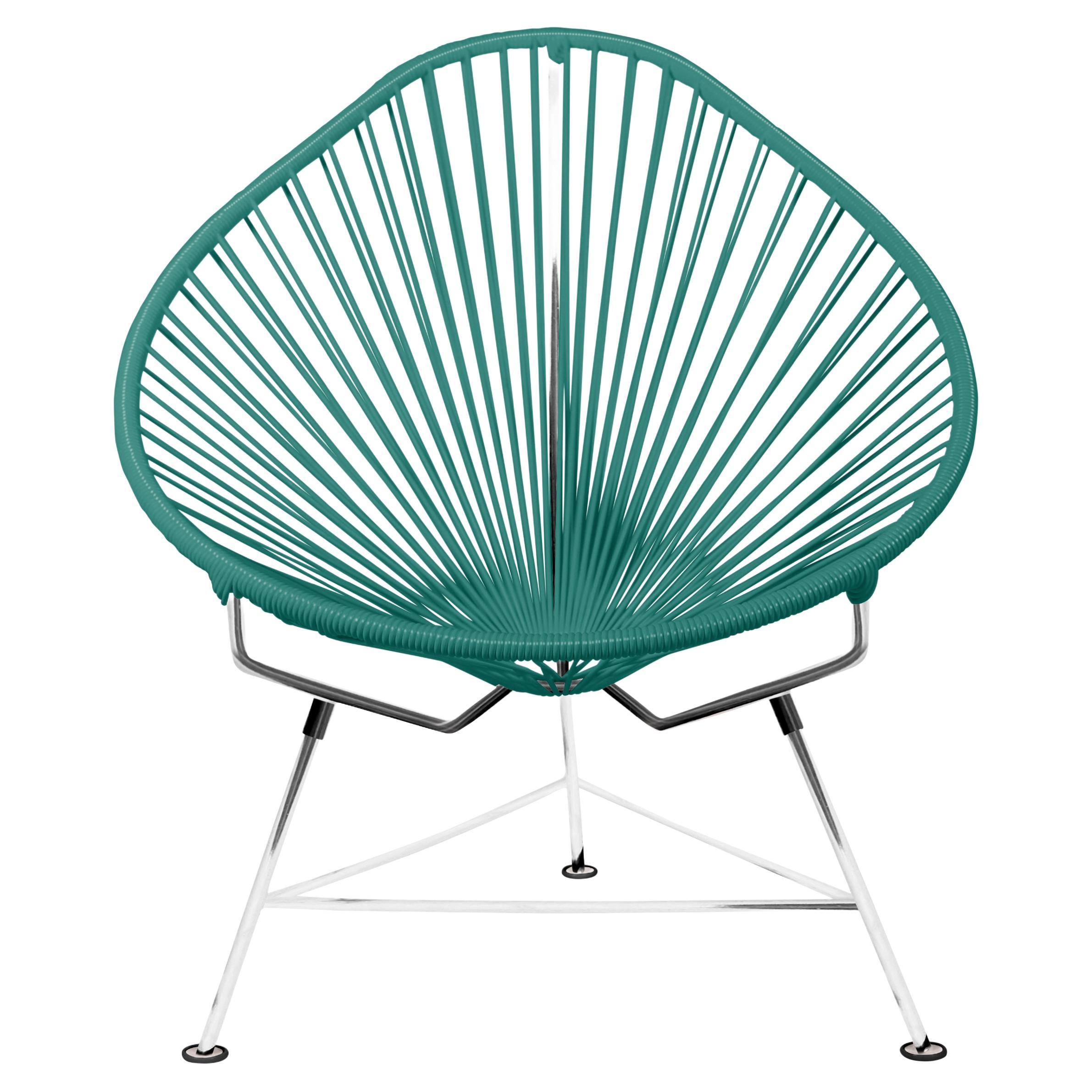 Innit Designs Acapulco Chair Turquoise Weave on Chrome Frame For Sale