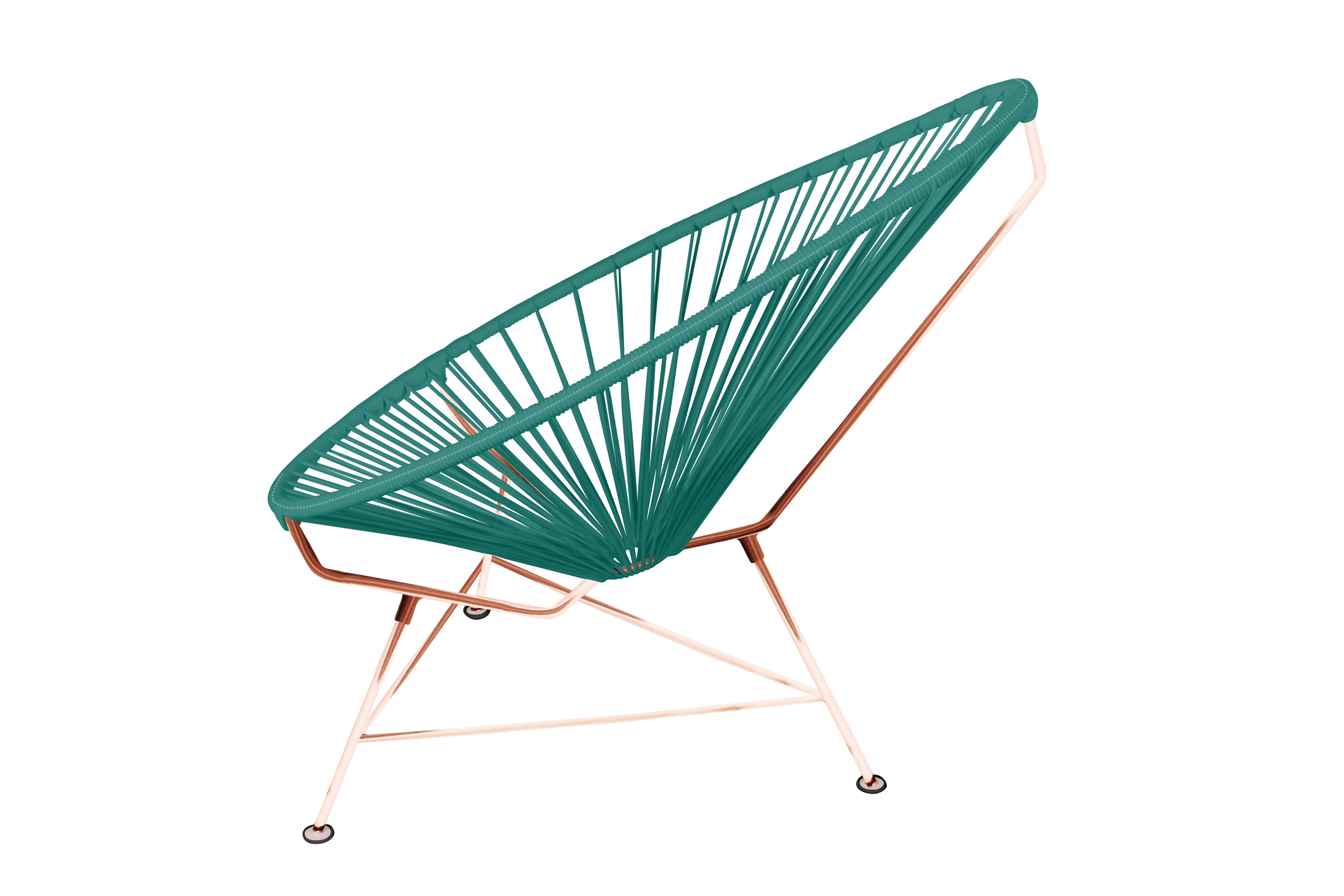 Modern Innit Designs Acapulco Chair Turquoise Weave on Copper Frame For Sale