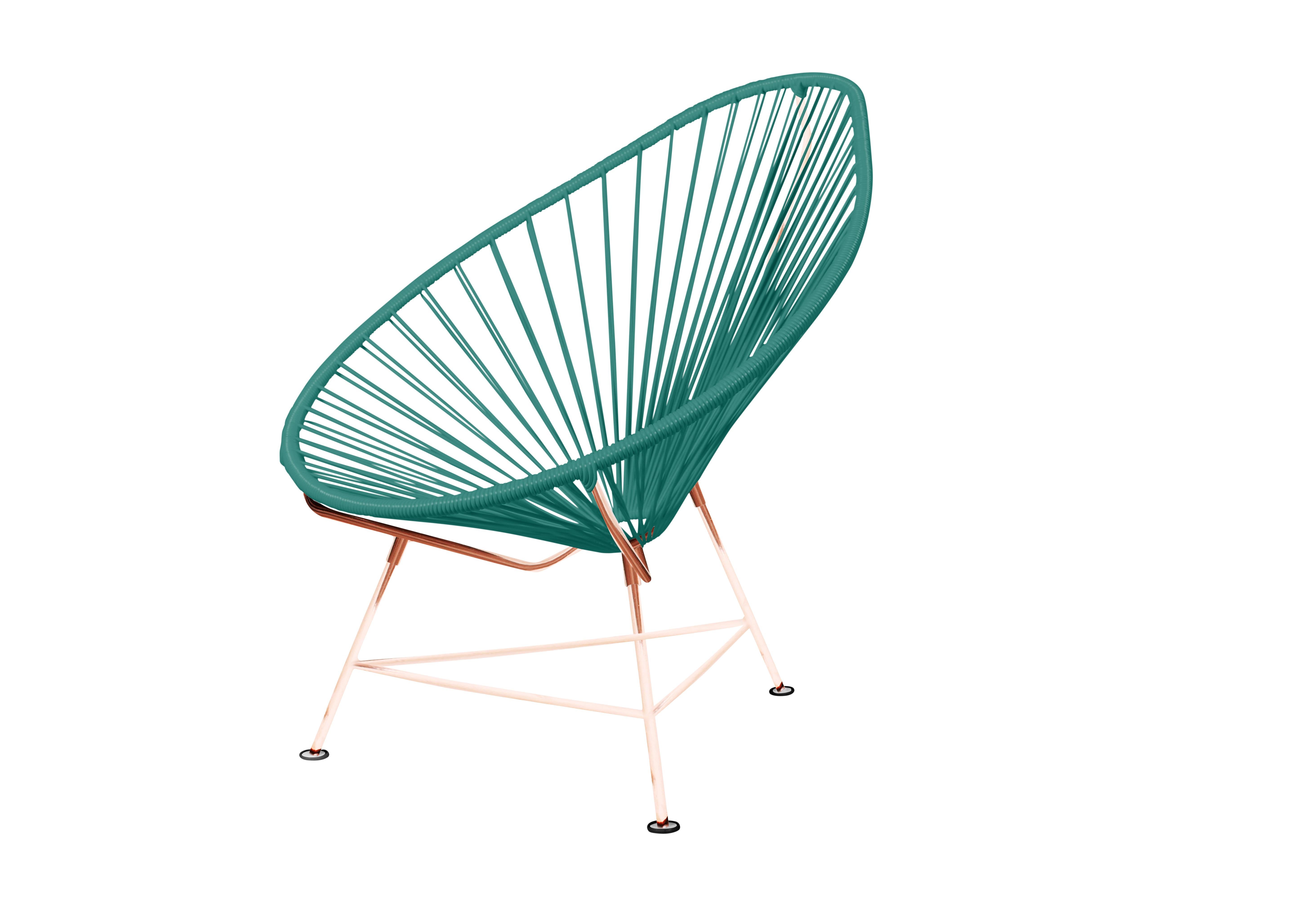 Canadian Innit Designs Acapulco Chair Turquoise Weave on Copper Frame For Sale