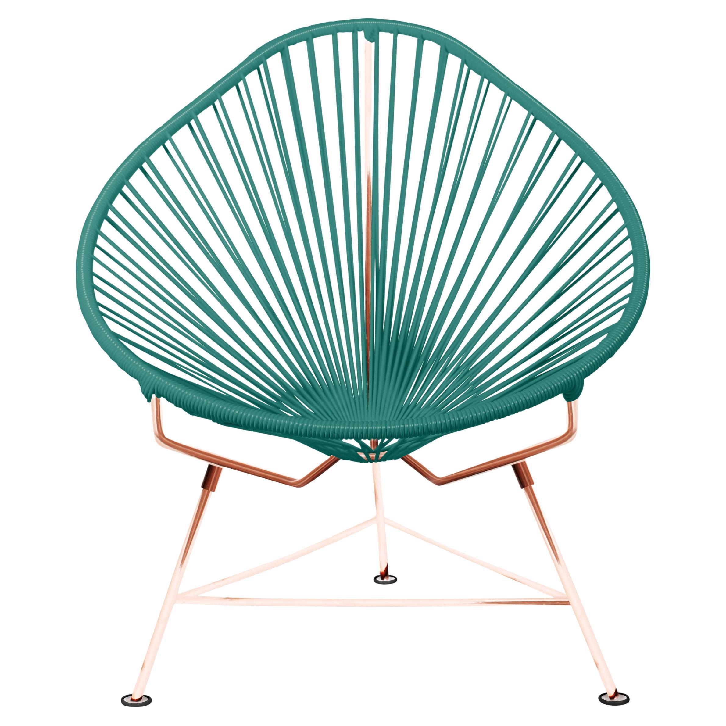 Innit Designs Acapulco Chair Turquoise Weave on Copper Frame For Sale