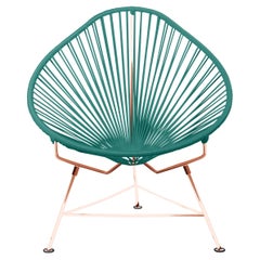 Innit Designs chaise Acapulco tissée en turquoise sur cadre en cuivre