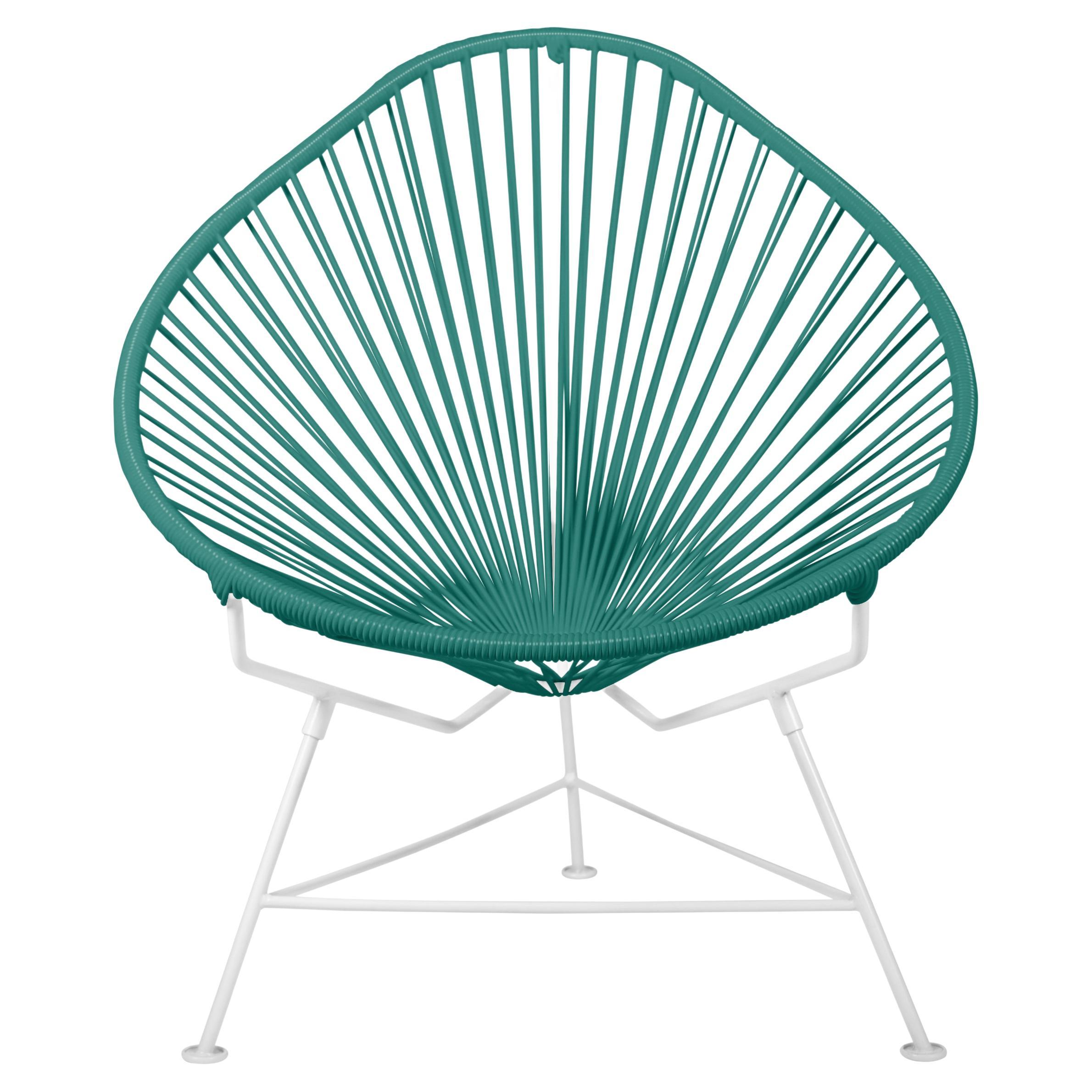 Innit Designs Acapulco Chair Turquoise Weave on White Frame For Sale