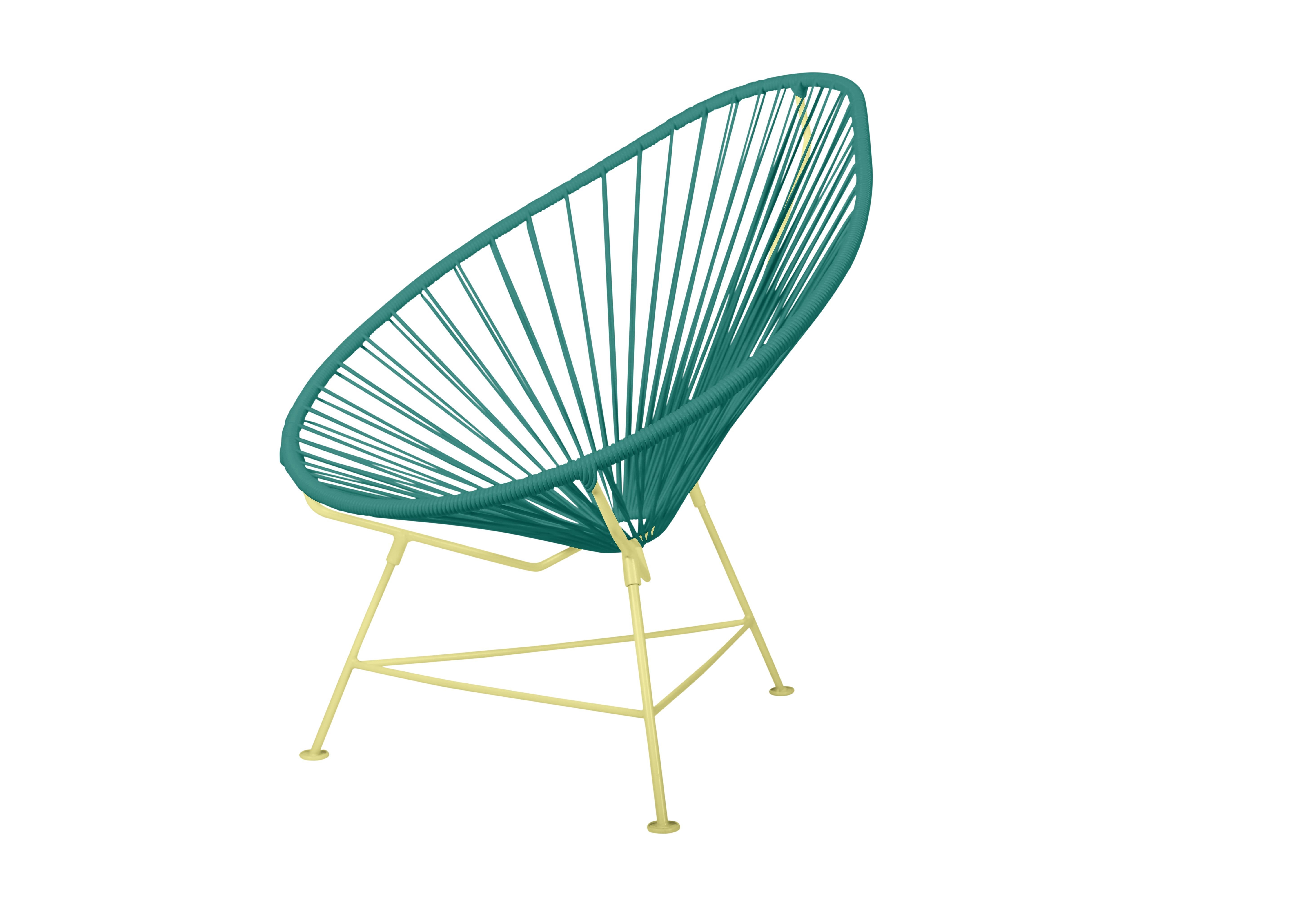 Modern Innit Designs Acapulco Chair Turquoise Weave on Yellow Frame For Sale