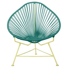 Innit Designs - Chaise Acapulco - Tissage turquoise sur cadre jaune