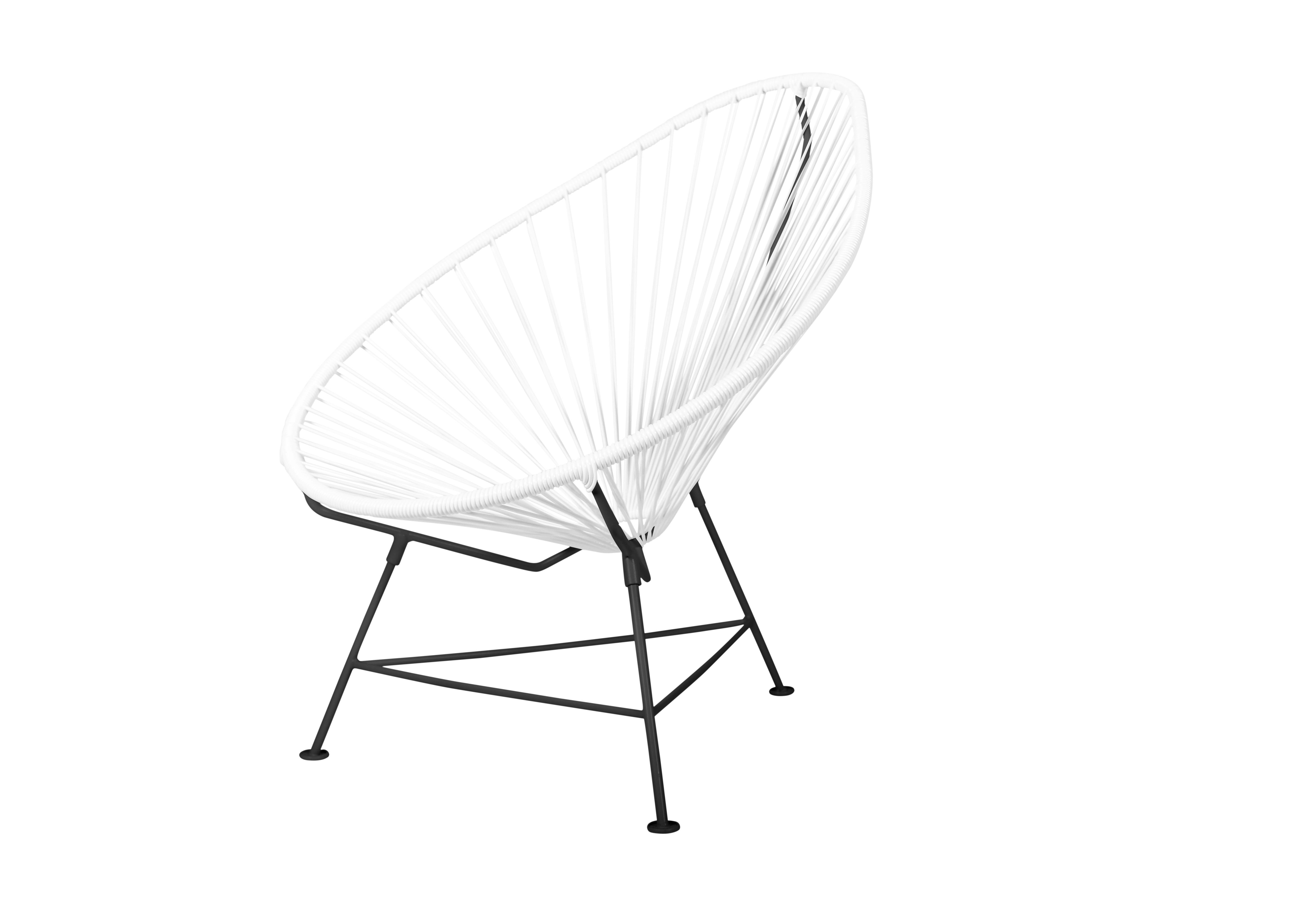 Modern Innit Designs Acapulco Chair White Weave on Black Frame For Sale