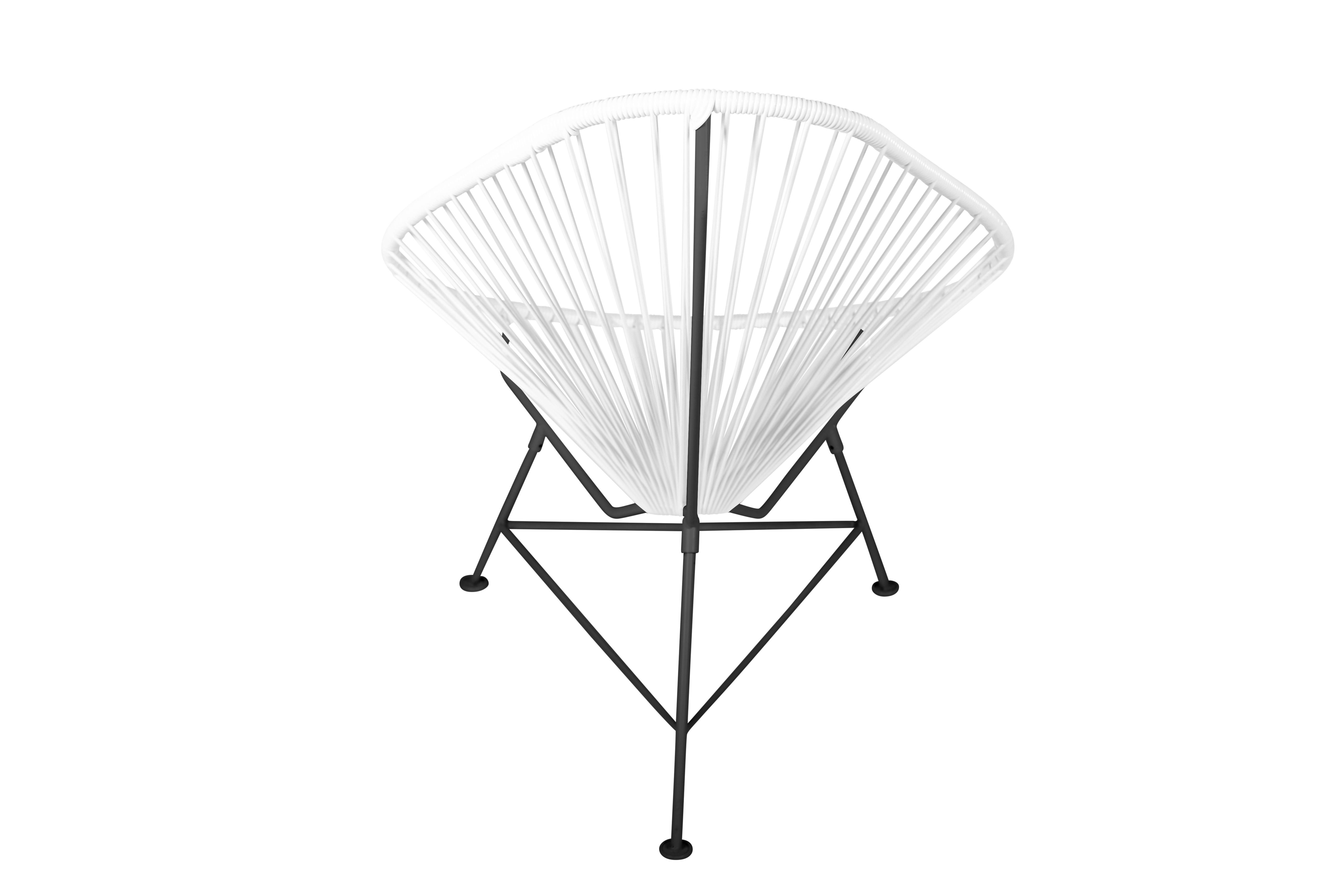 Canadian Innit Designs Acapulco Chair White Weave on Black Frame For Sale