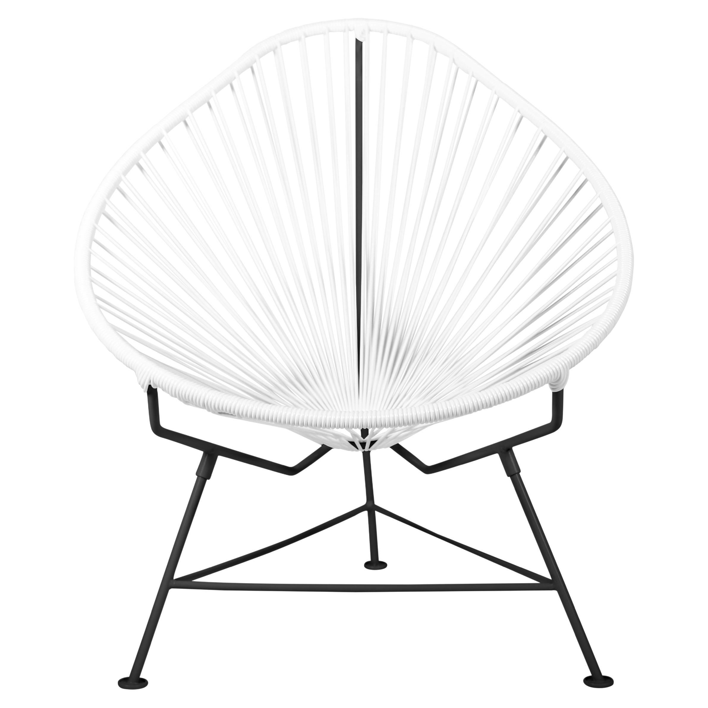 Innit Designs Acapulco Chair White Weave on Black Frame For Sale