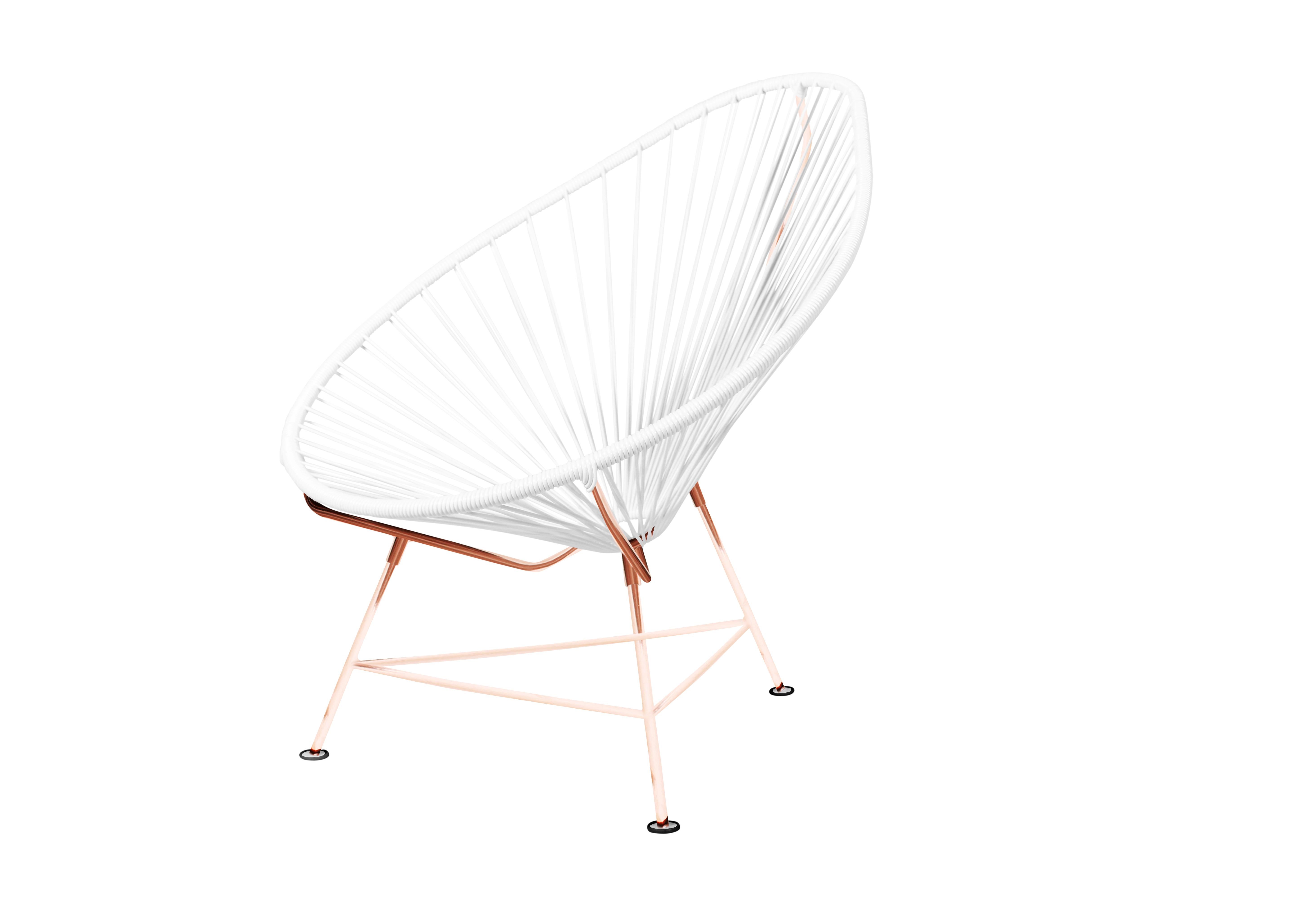 Canadian Innit Designs Acapulco Chair White Weave on Copper Frame For Sale